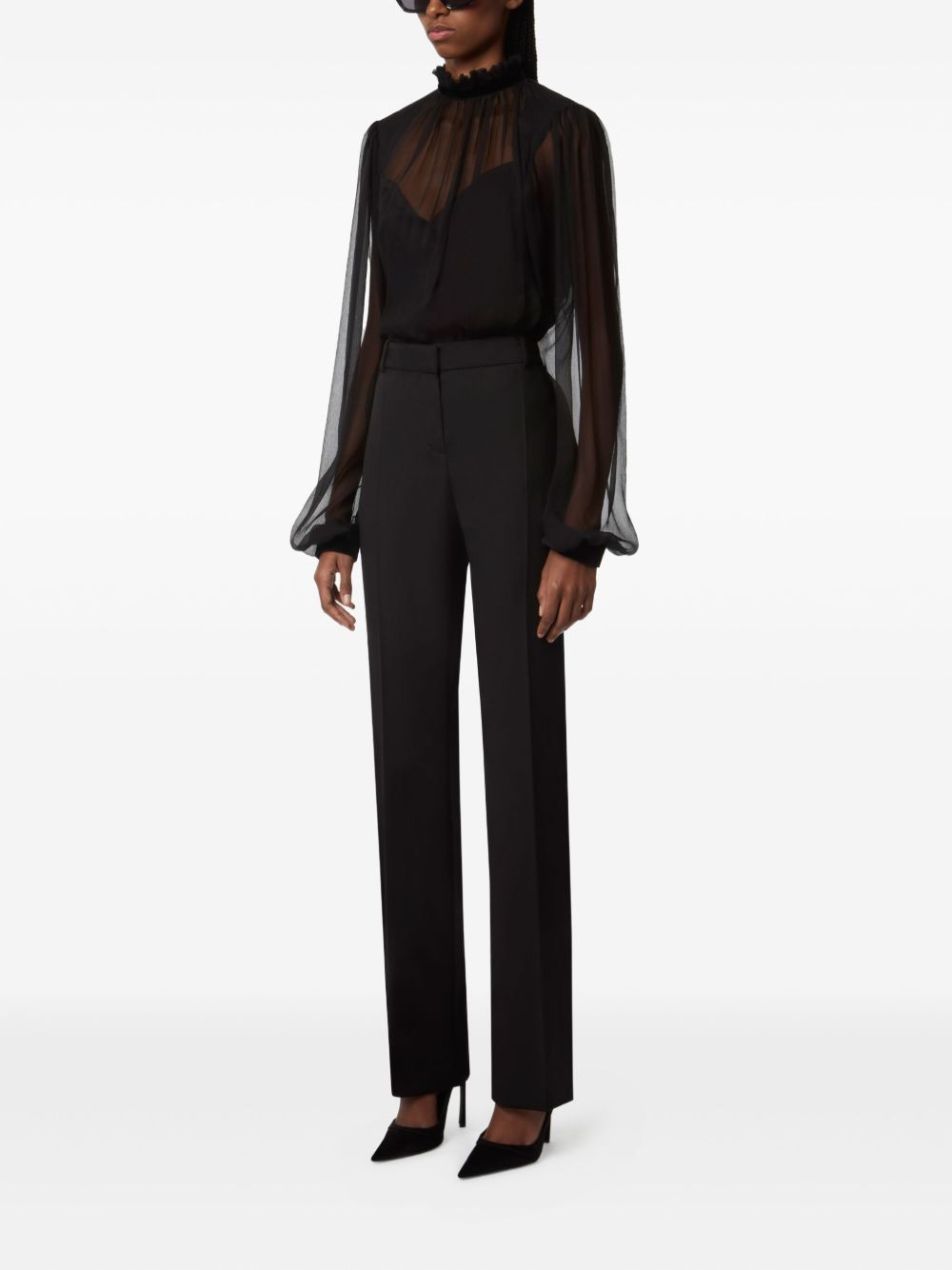 high-neck ruffled top - 3