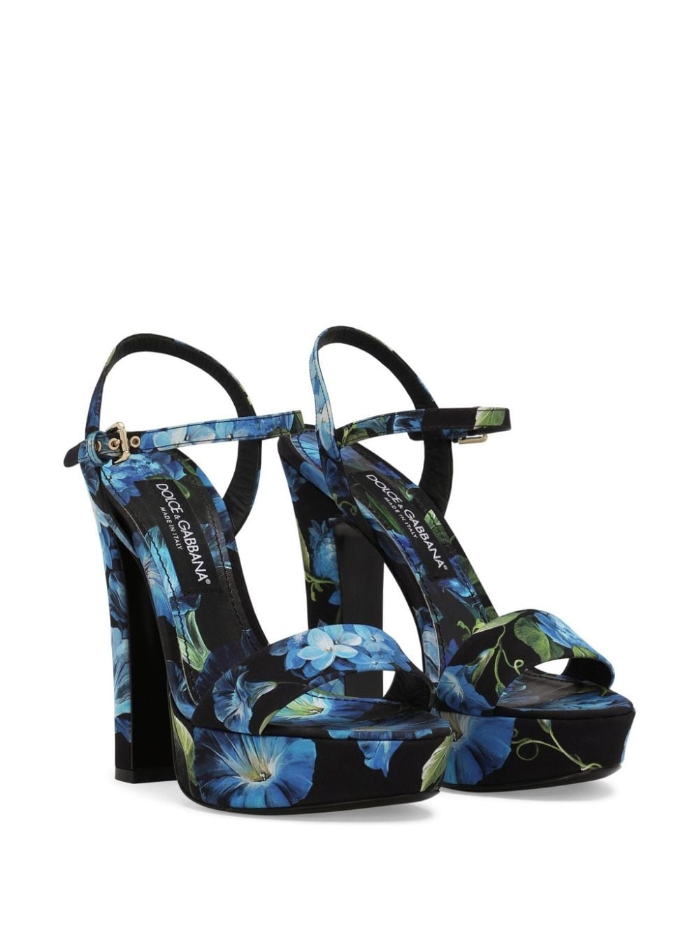 floral-print charmeuse platform sandals - 2