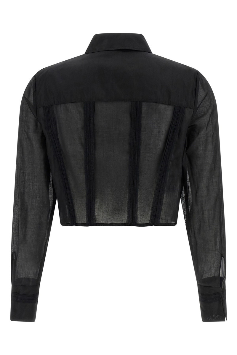 ELISABETTA FRANCHI Logo embroidery maxi crop shirt outlook