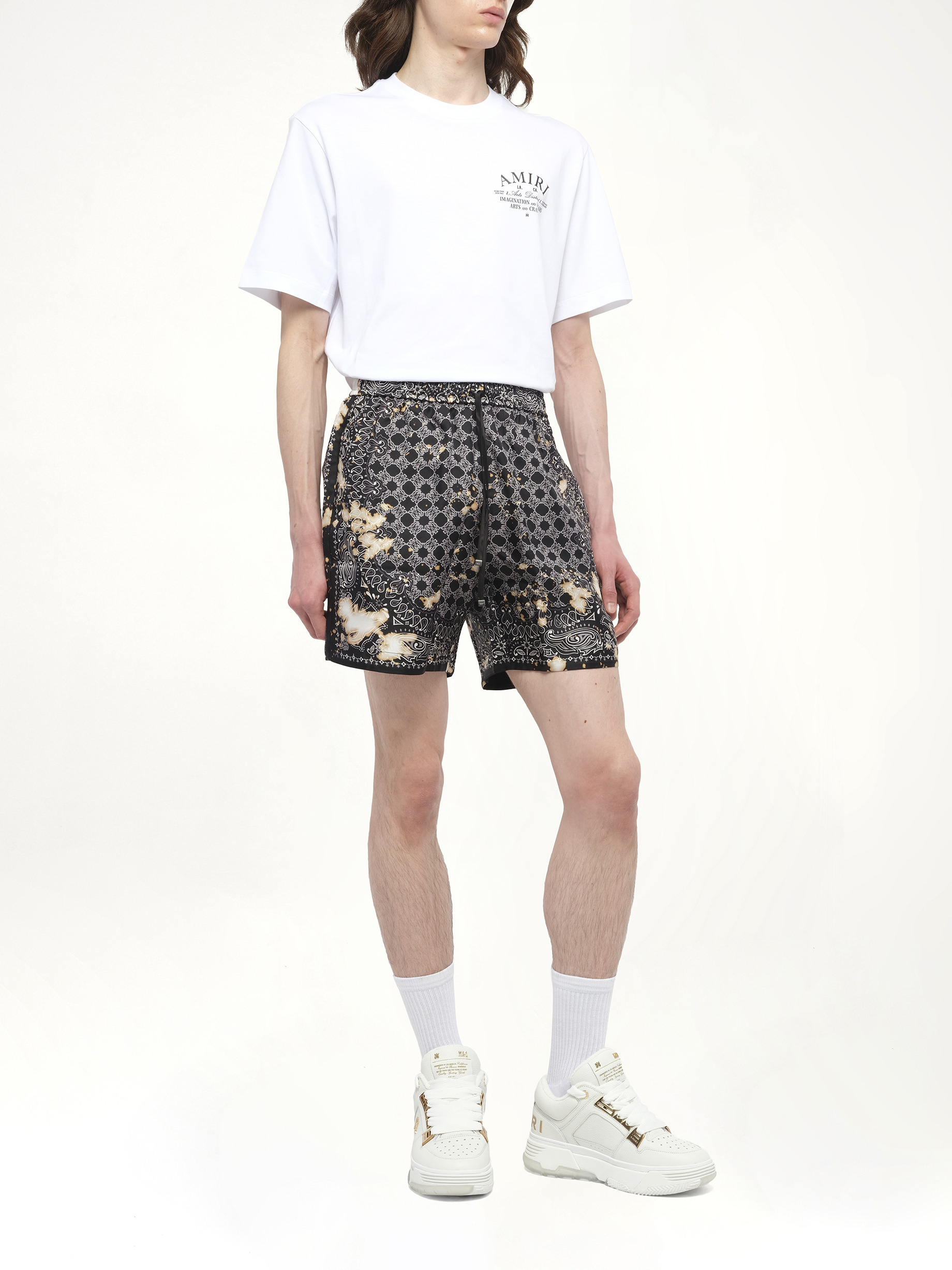 Bleach Bandana Silk Shorts in Black - 4
