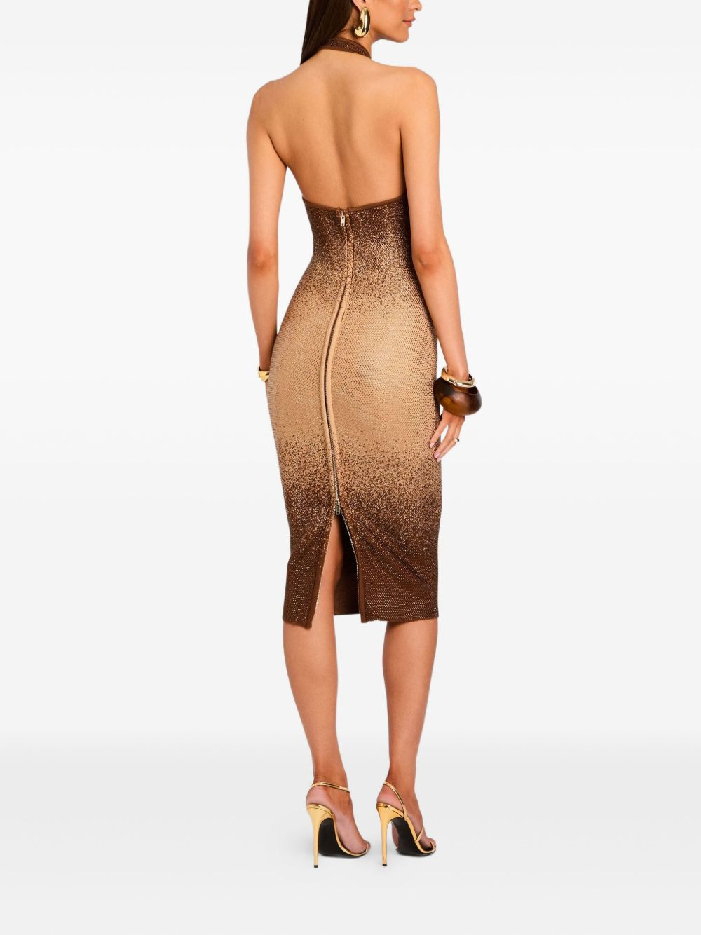 Aviana halter-neck embellished midi dress - 4
