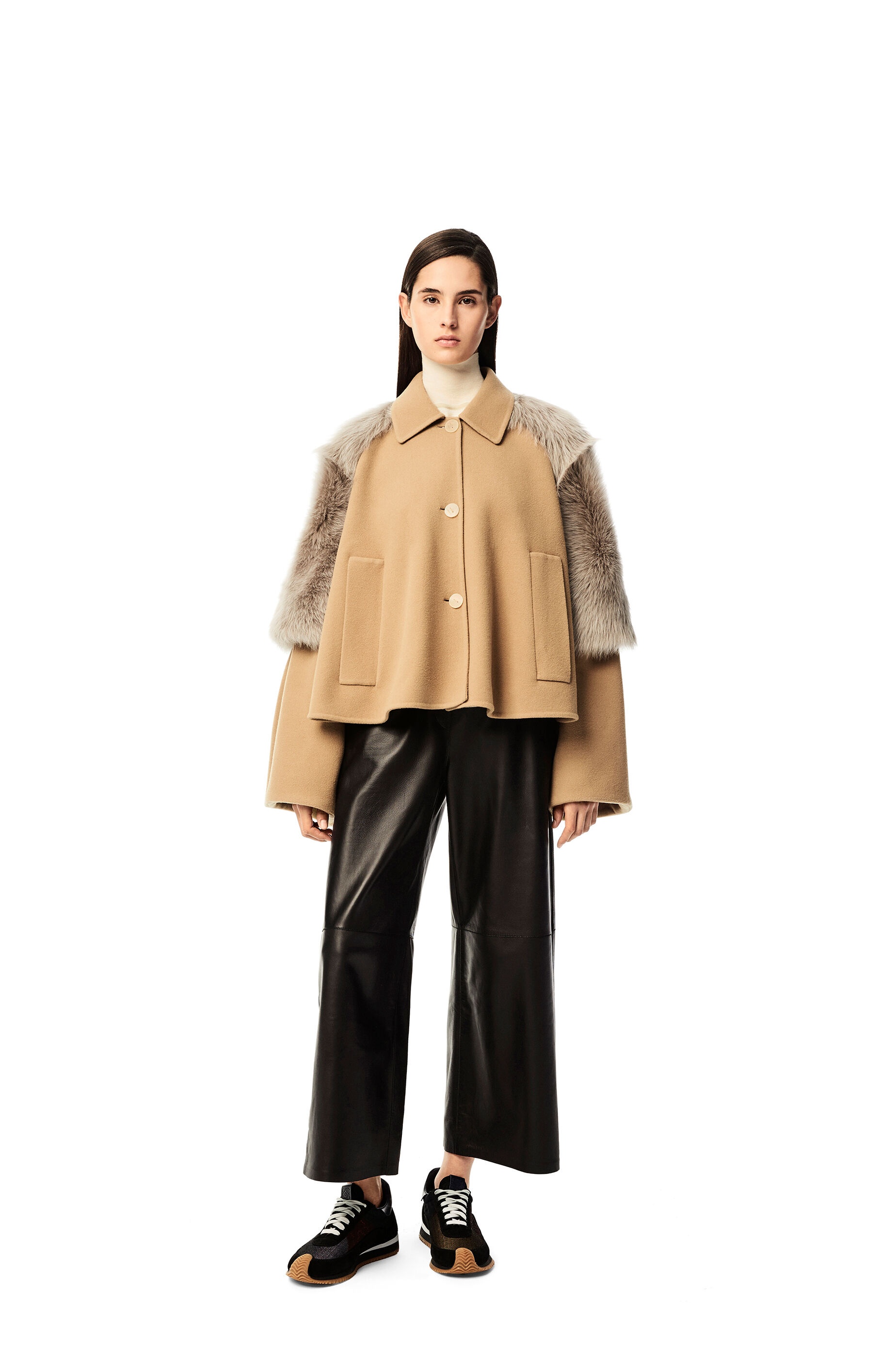 Shearling trim jacket in wool and cashmere - 2