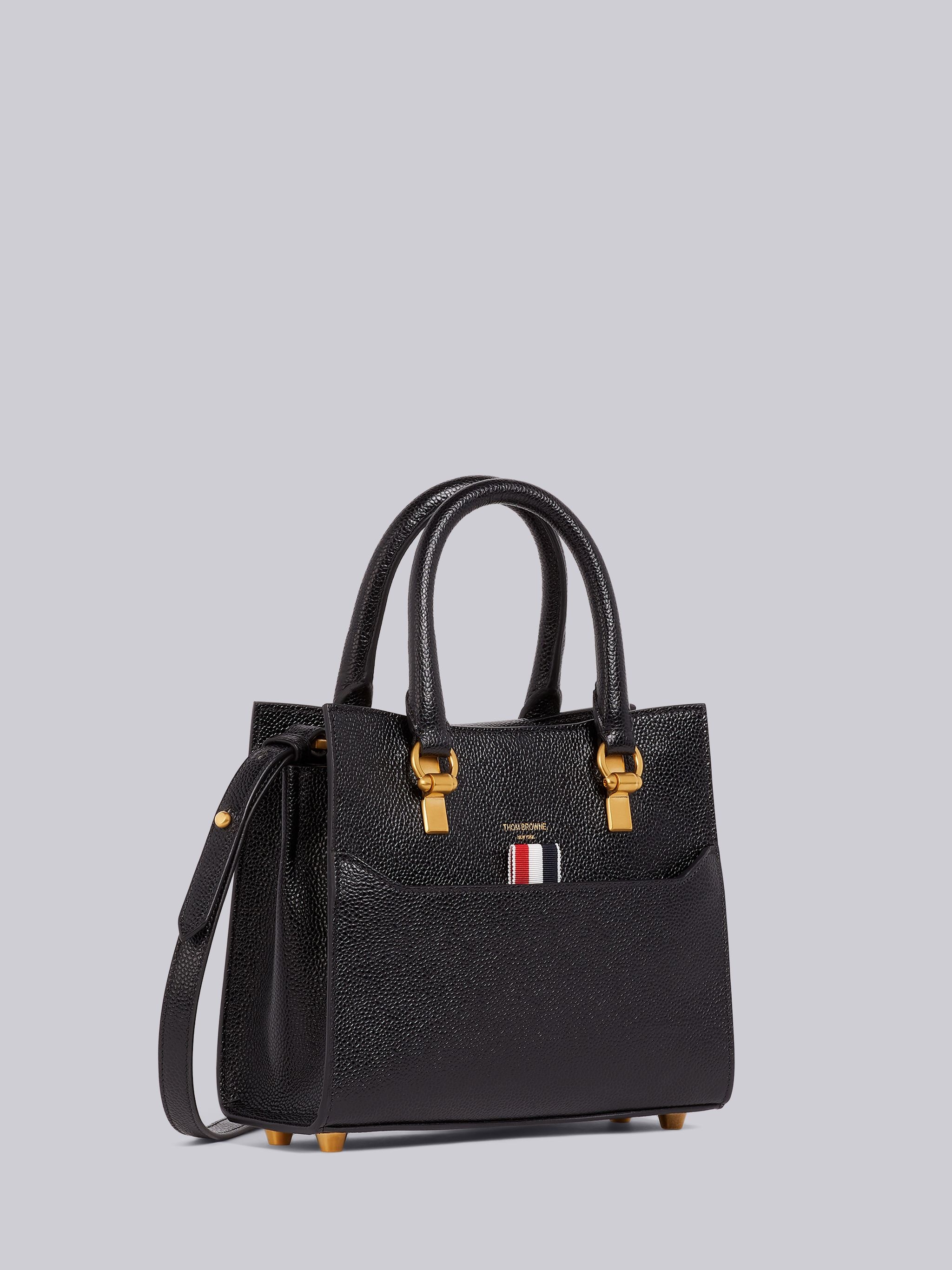 Black Pebbled Calfskin Mini Duet Tote Bag - 3