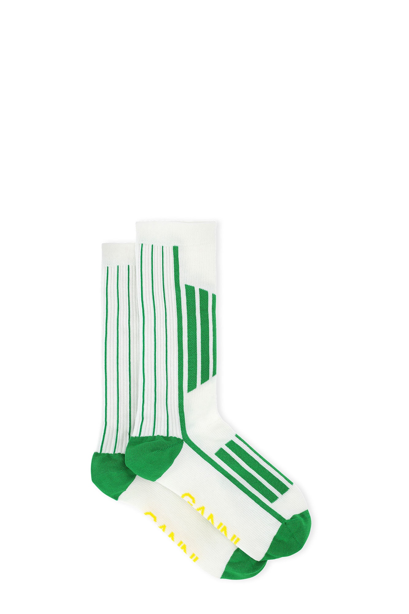 WHITE/GREEN SPORTY SOCKS - 1