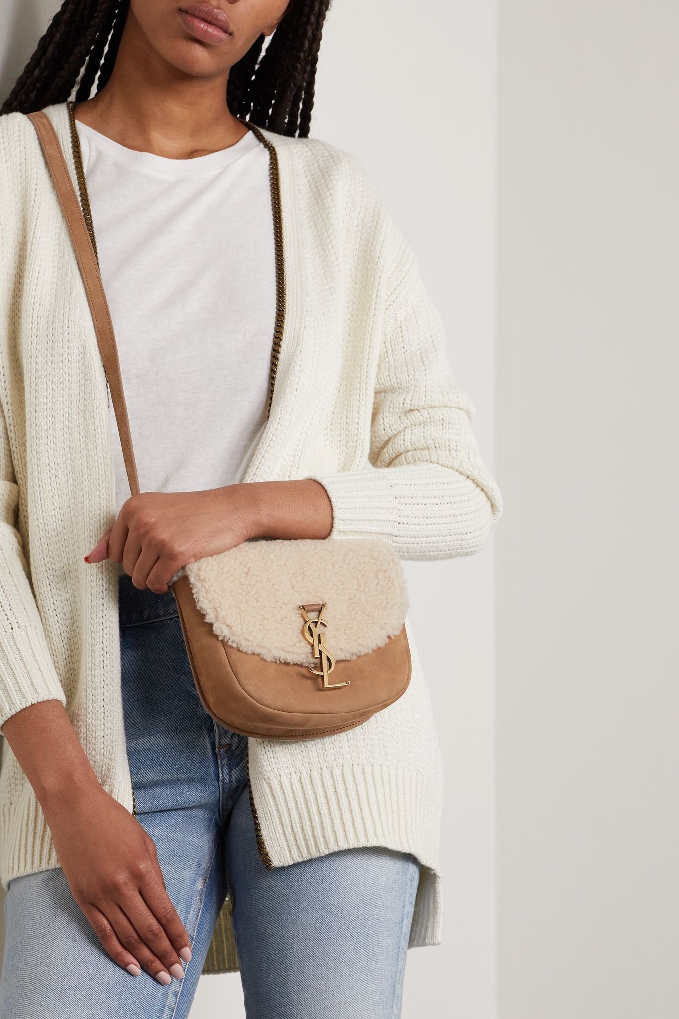 Kate mini suede and shearling shoulder bag - 2