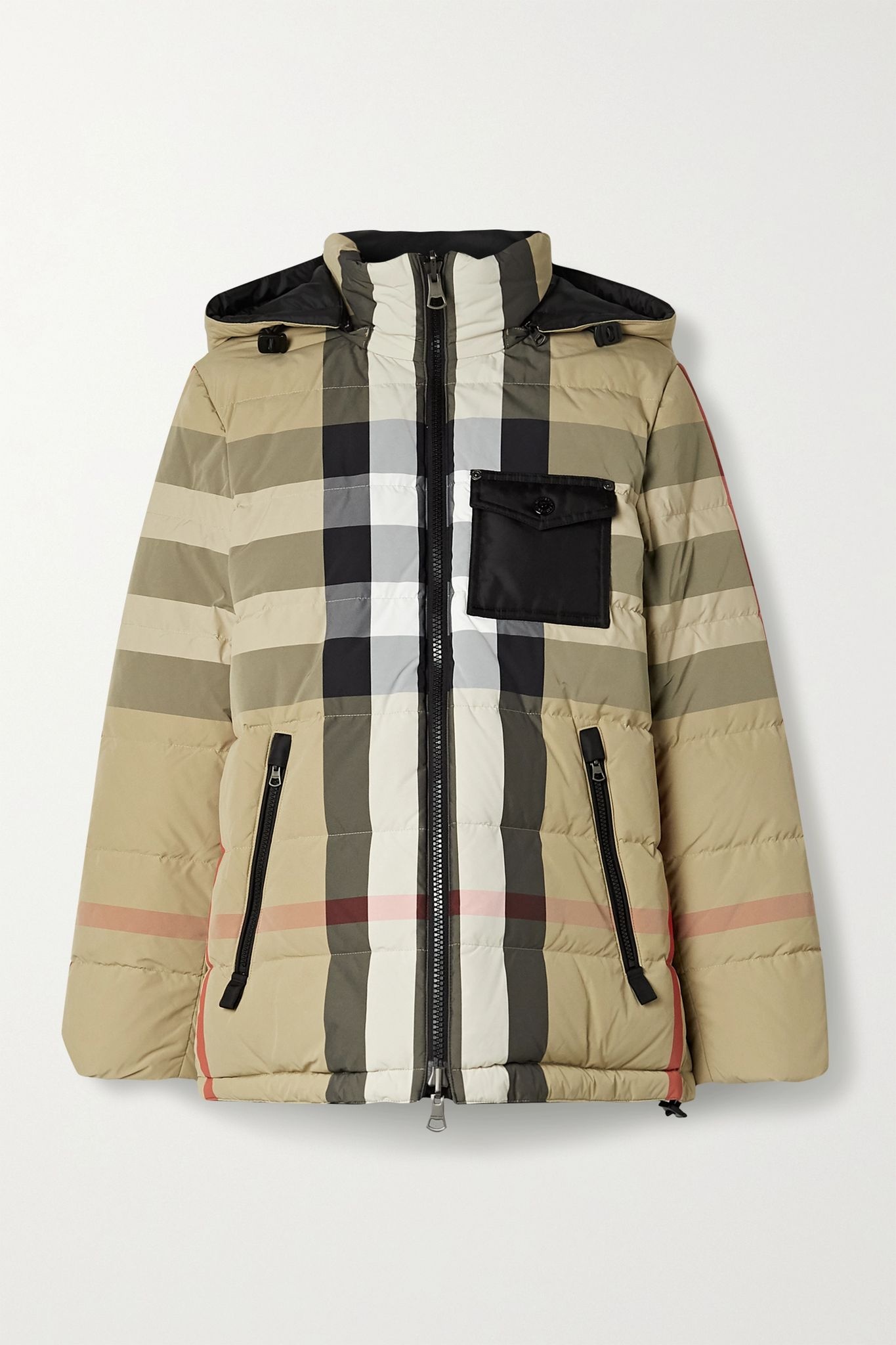 Reversible checked quilted shell down jacket - 1