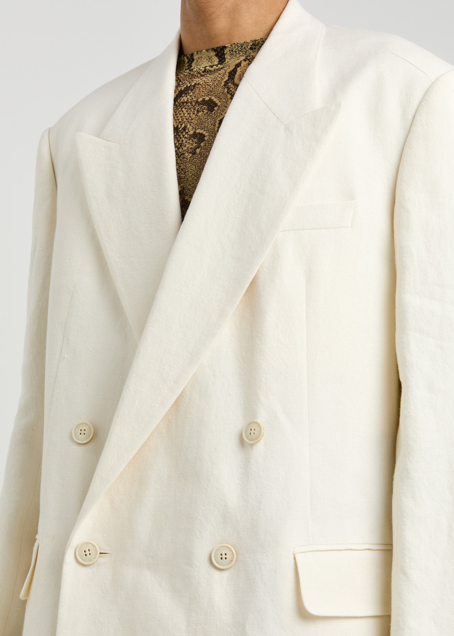 Dries Van Noten Bishop Double-breasted Linen-blend Blazer - 5