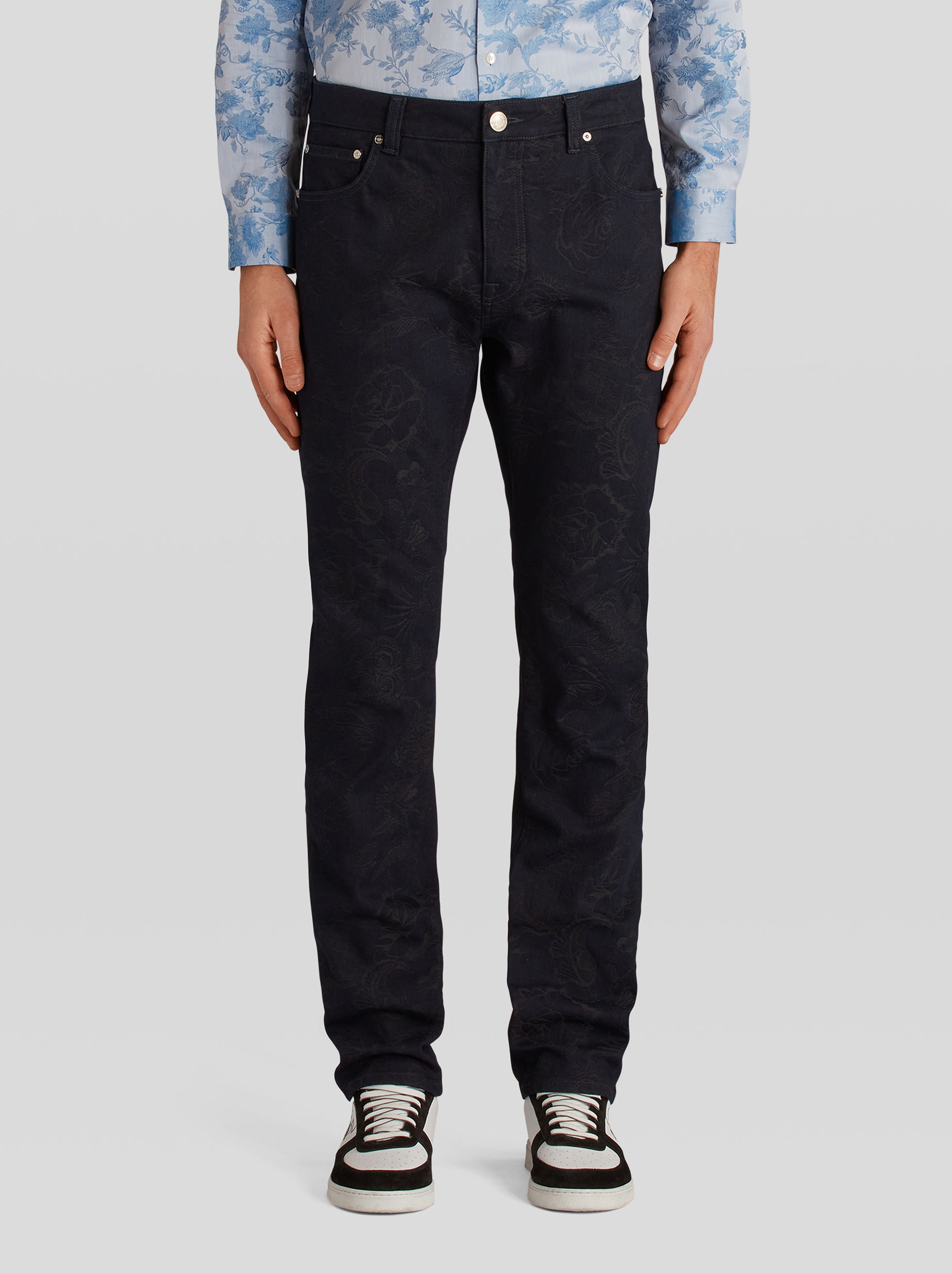 OLD SCHOOL TATTOO PATTERN JACQUARD JEANS - 2