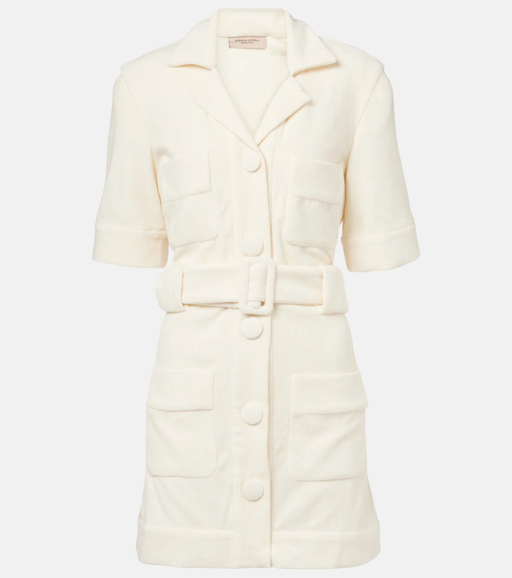 Belted cotton-blend terry minidress - 1