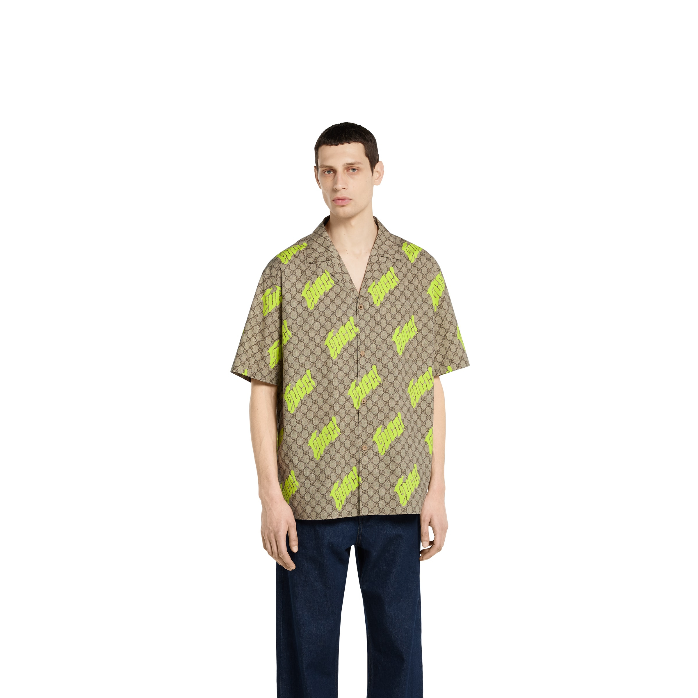 Printed cotton poplin bowling shirt - 3