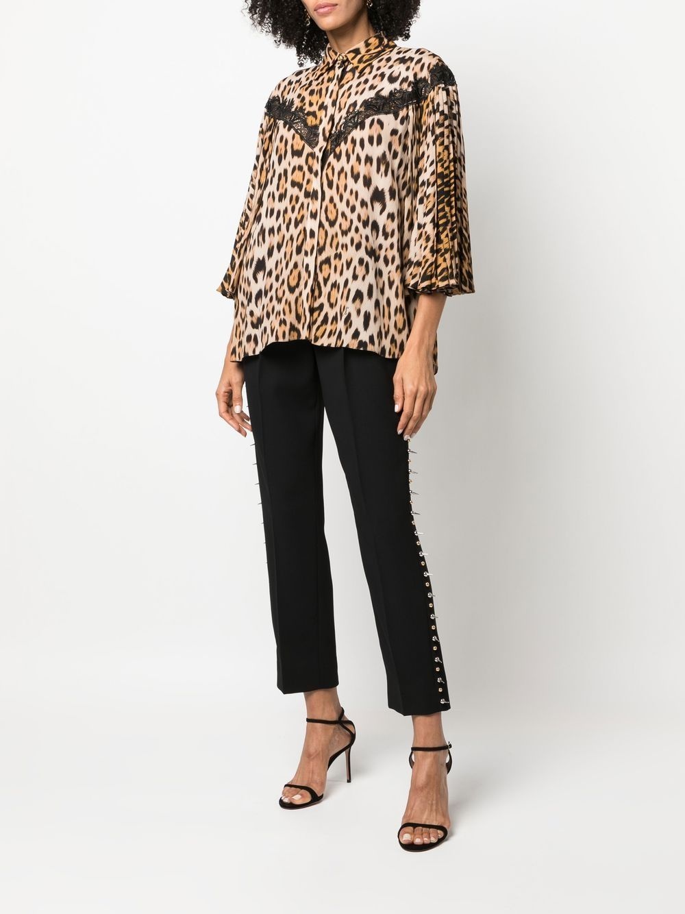 lace-detailed leopard-print shirt - 2