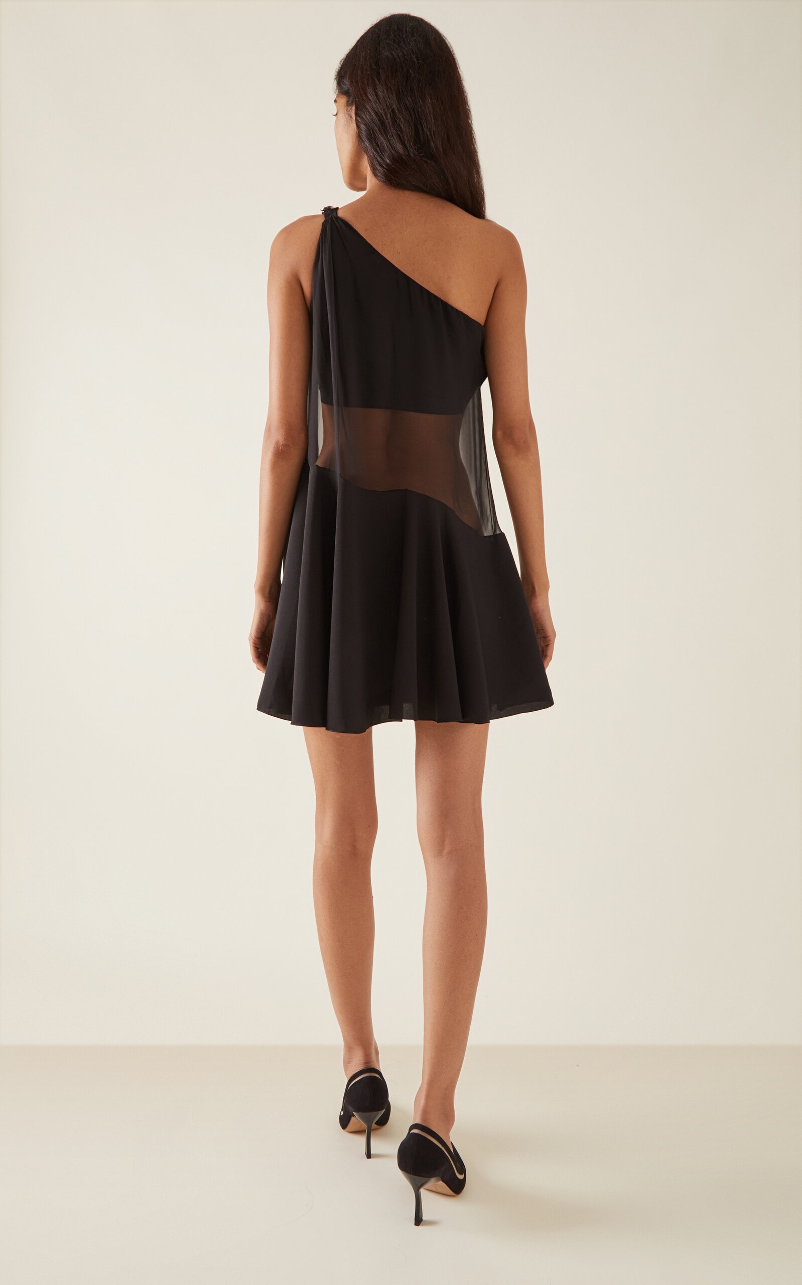 Asymmetric Flared Mini Dress black - 4