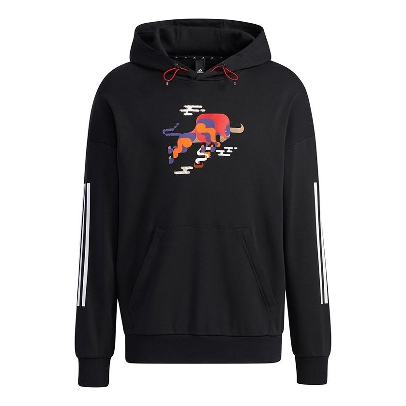 adidas Cny Gfx Hs Logo Printing Sports Pullover Black GP1839 - 1