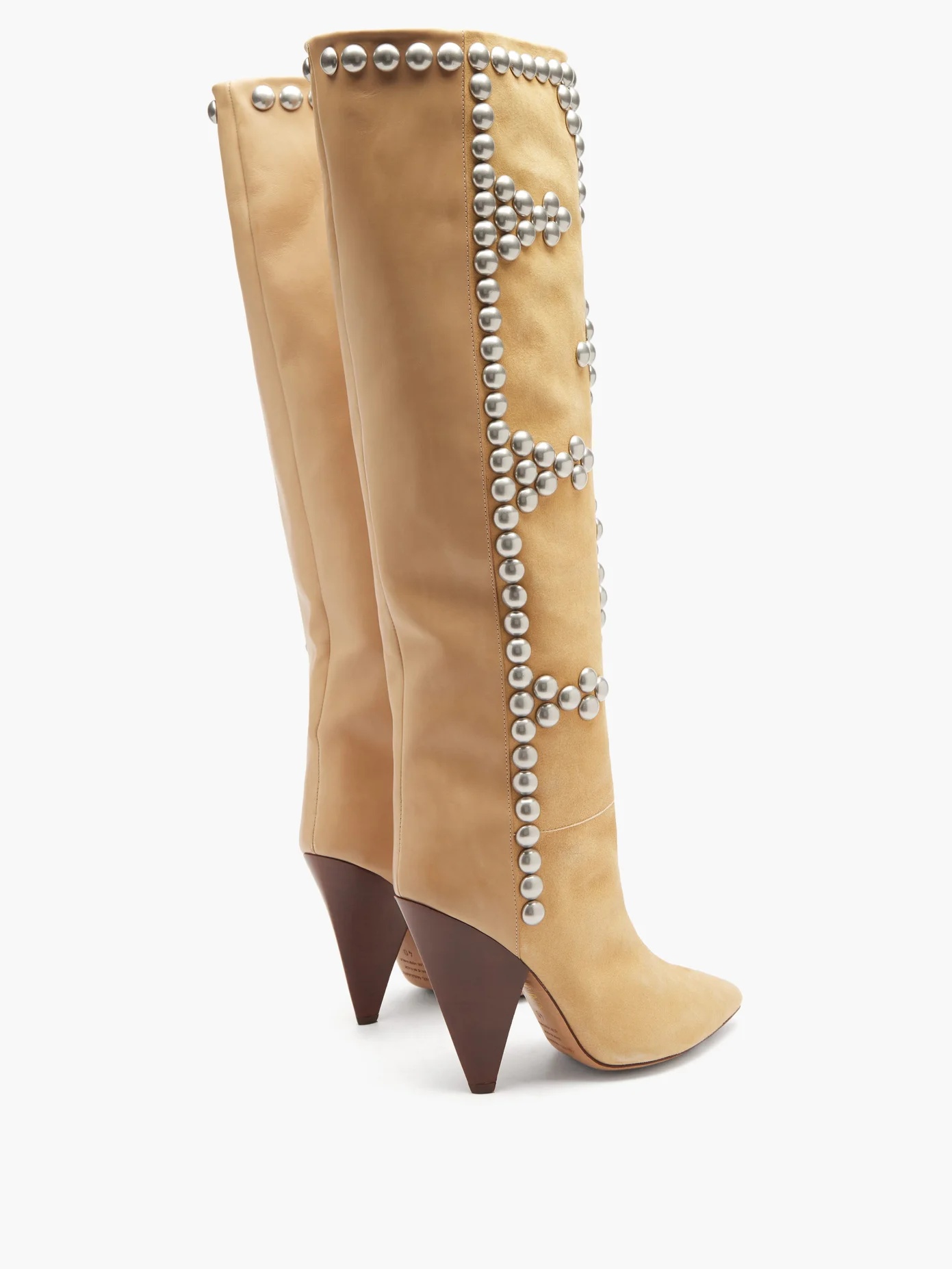 Lyork studded suede and leather knee-high boots - 4