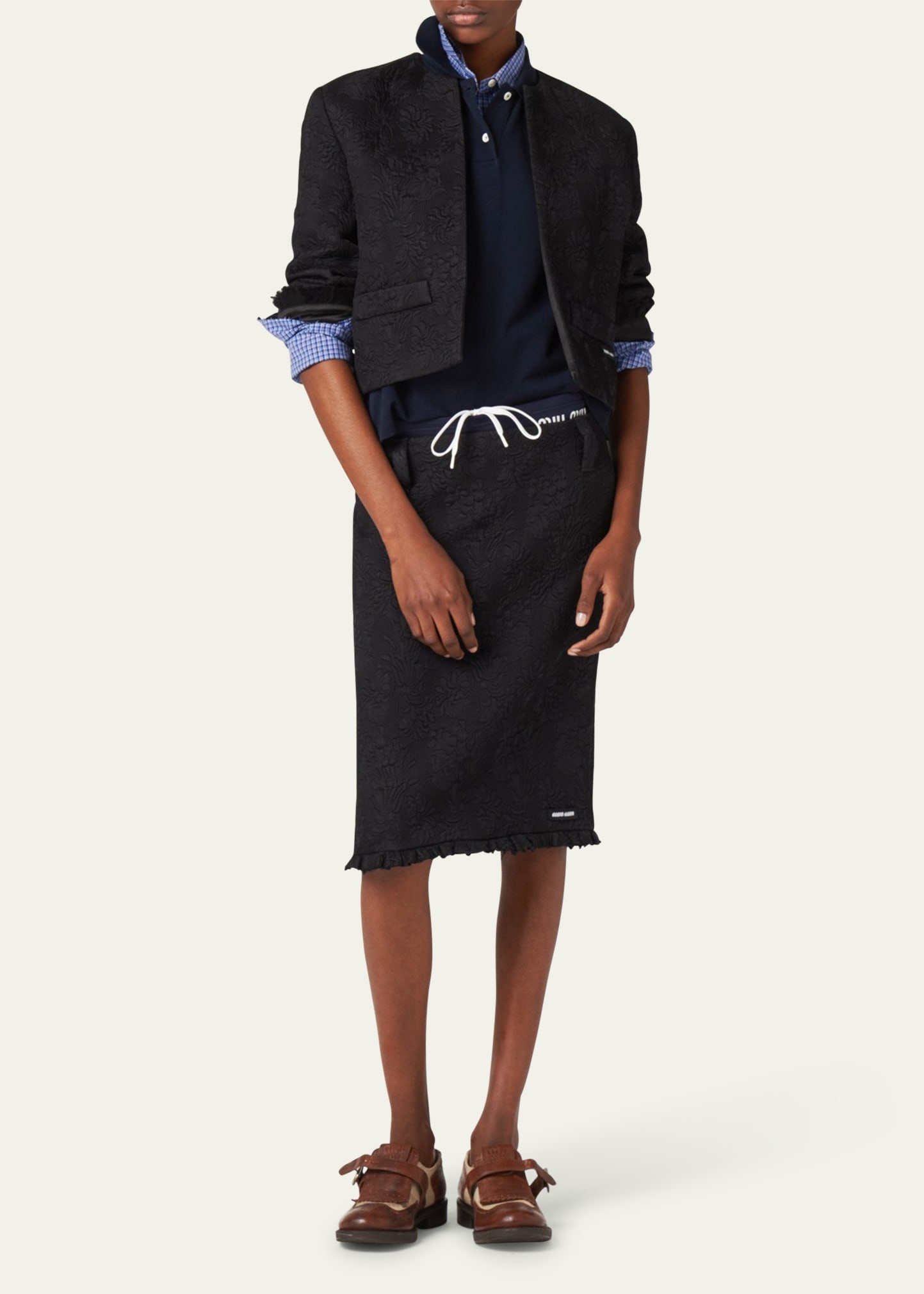 Jacquard Matelasse Boxy Cropped Jacket - 2