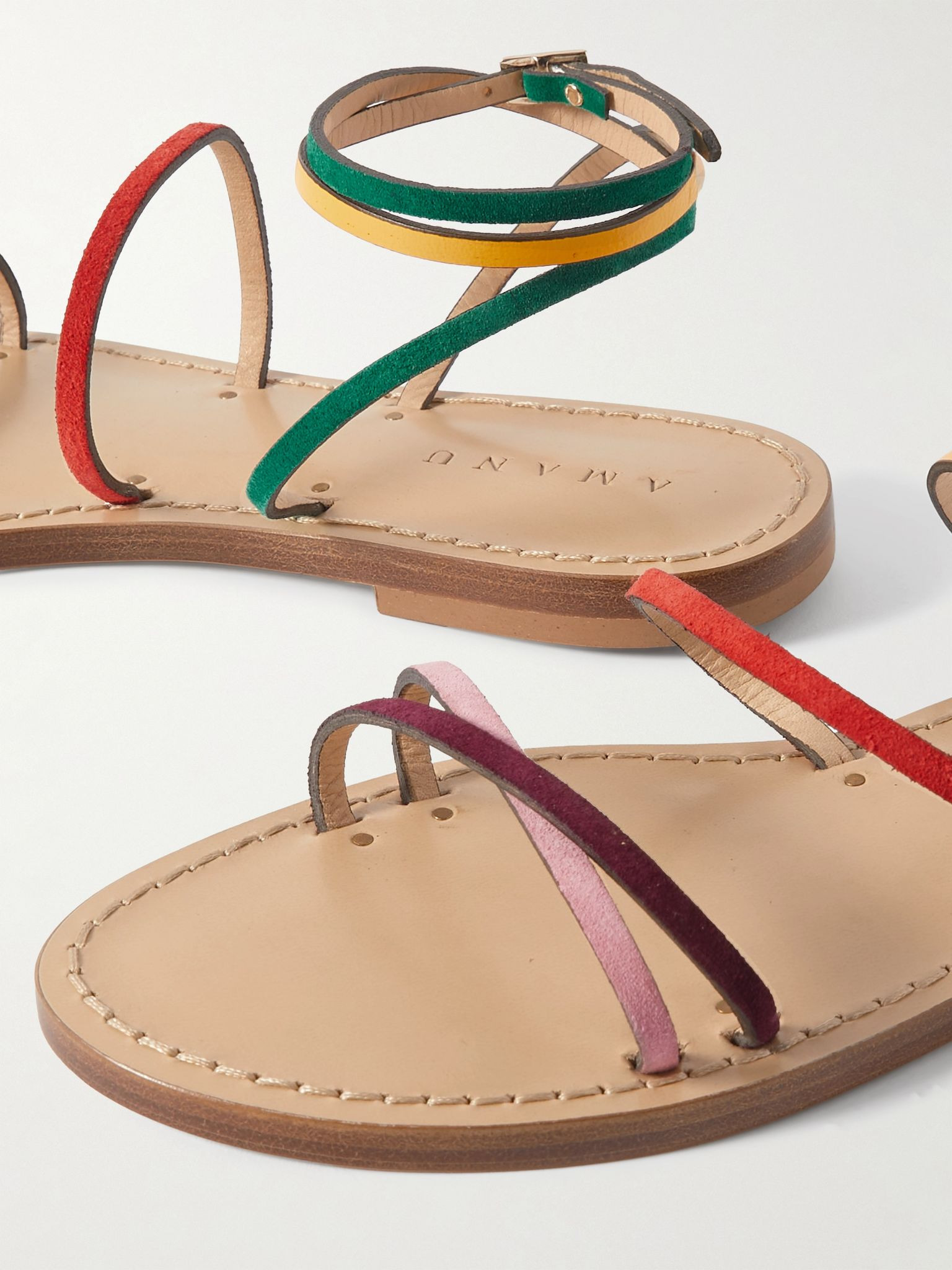 The Constantia leather-trimmed suede sandals Red - 4