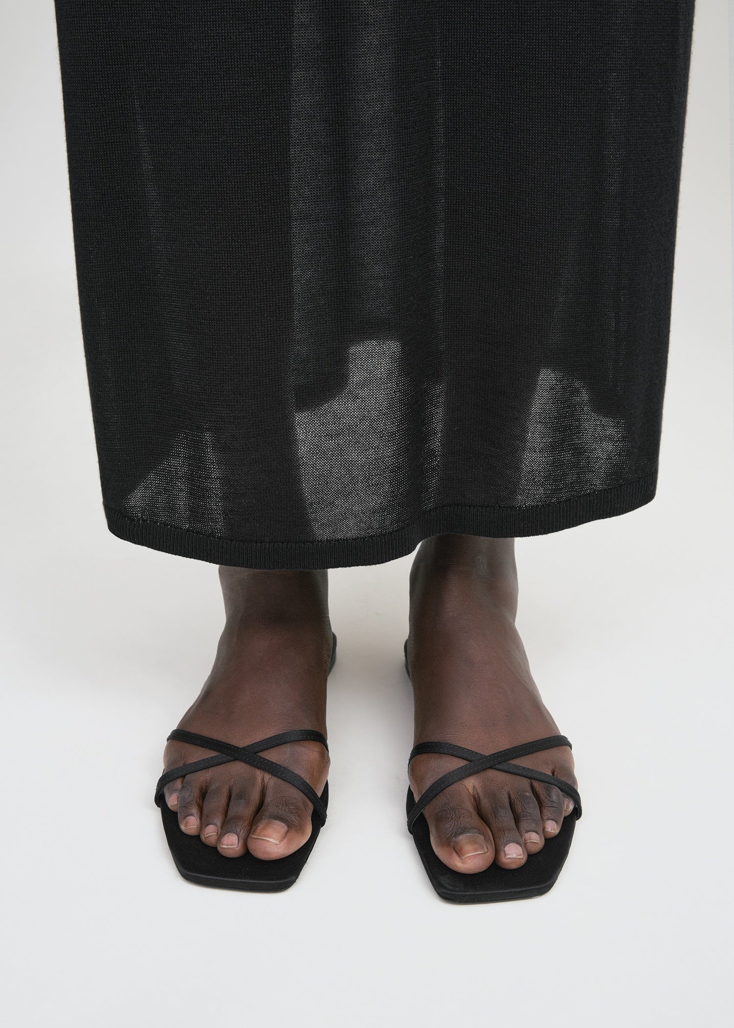 Satin crossover slides black - 2