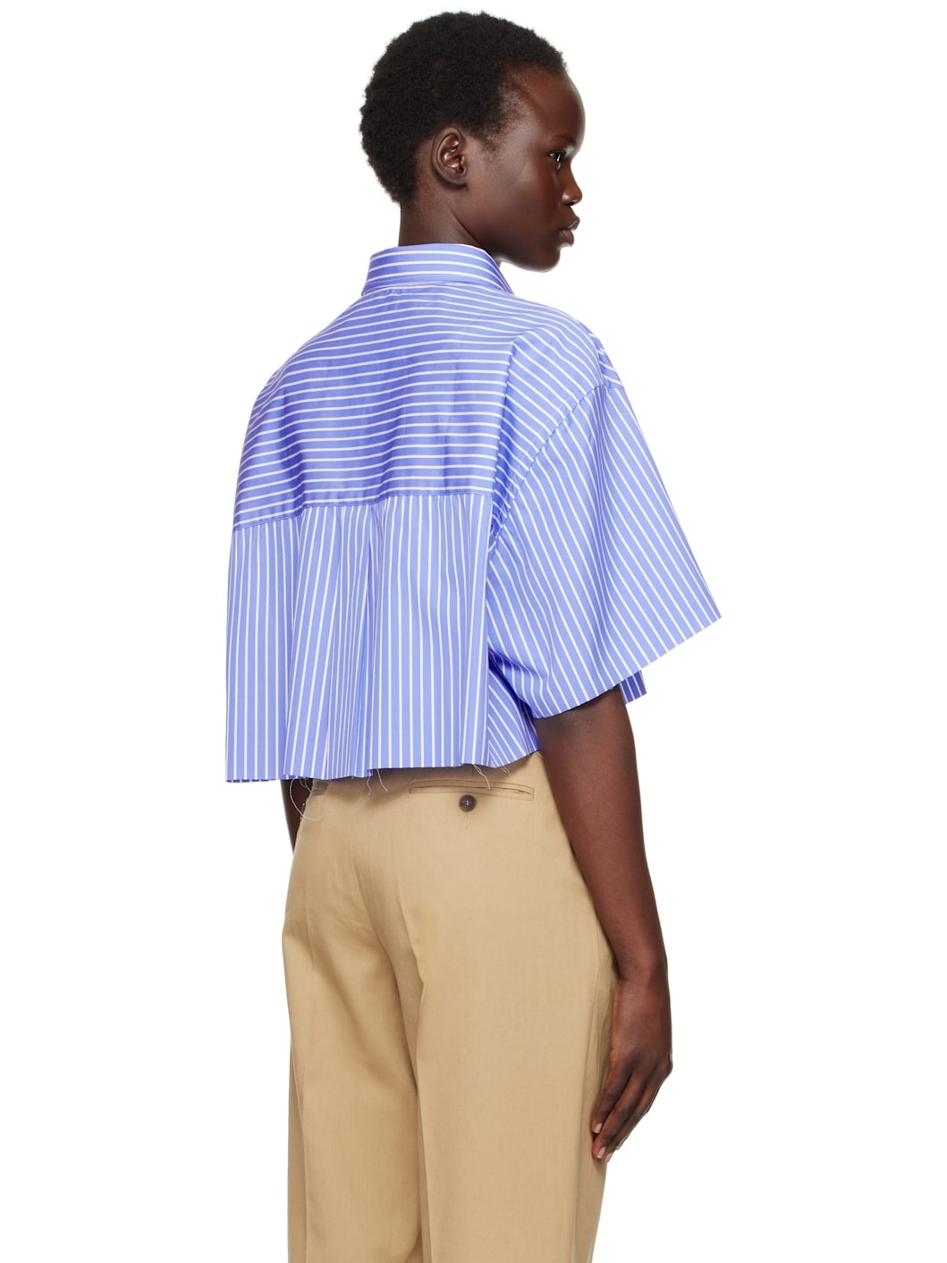 Blue Oversized Cropped Shirt - 3
