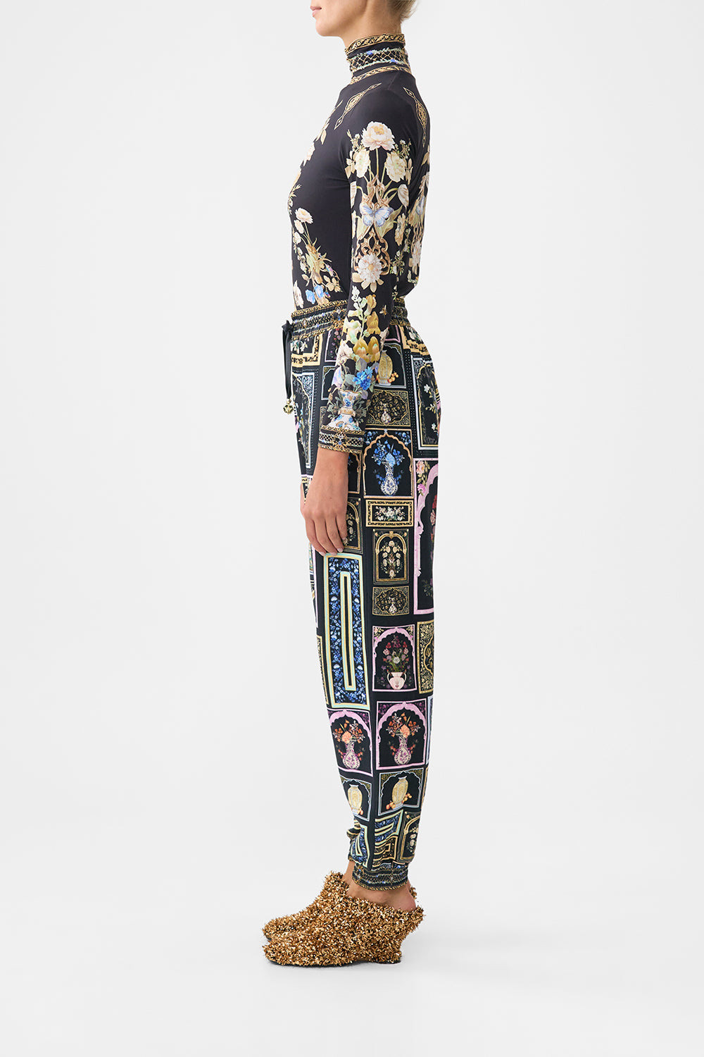 JERSEY TRACK PANT WITH SILK DETAILS - 4