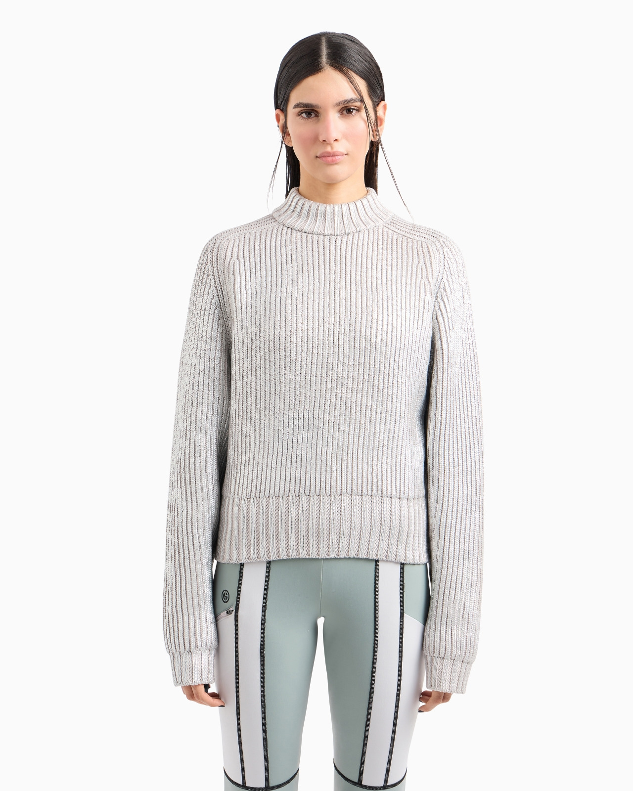GIORGIO ARMANI NEVE MOCK-NECK JUMPER IN METALLIC-EFFECT VIRGIN WOOL - 4