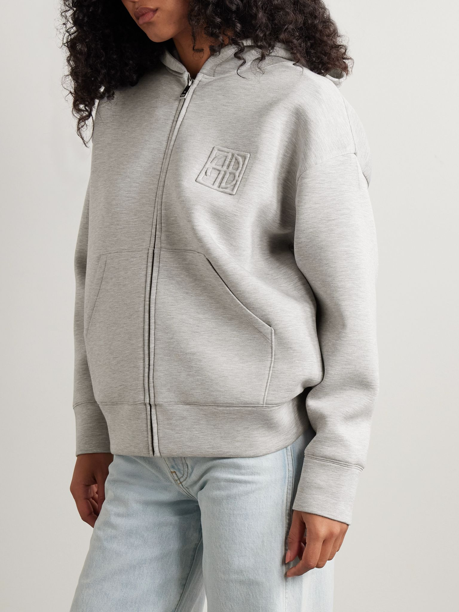 Embossed stretch-jersey hoodie Gray - 3