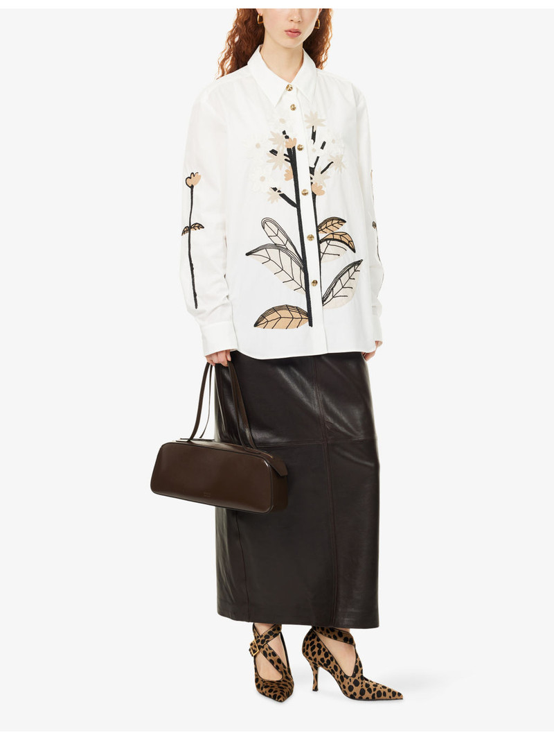 KHAITE Argo Floral-Embroidered Cotton Shirt outlook