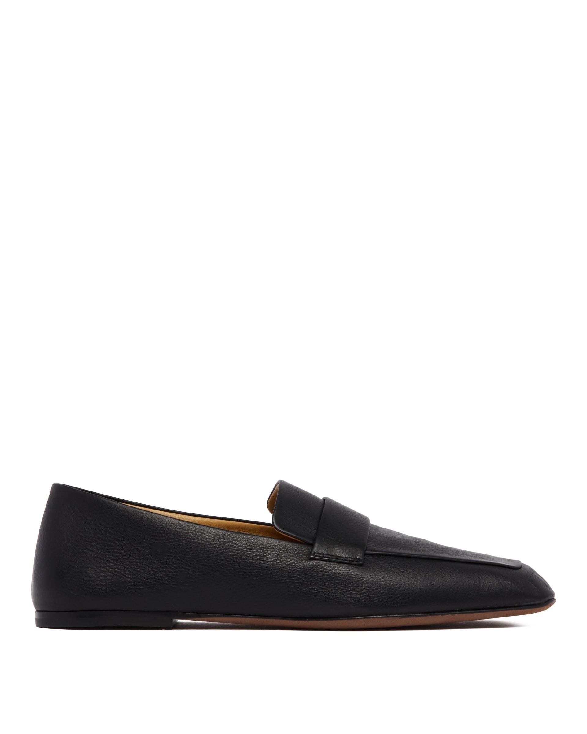 Black Square Leather Loafers - 1