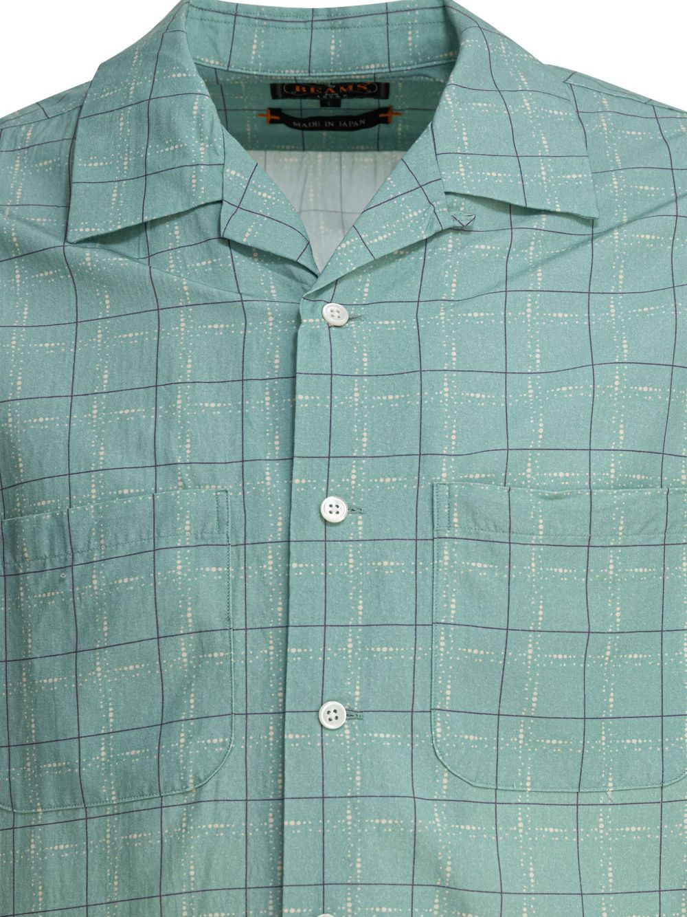 revere-collar grid-pattern shirt - 3