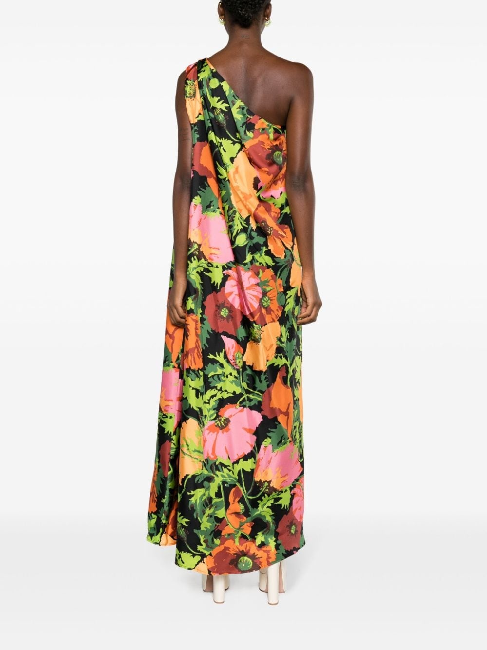 floral-print one shoulder dress - 4