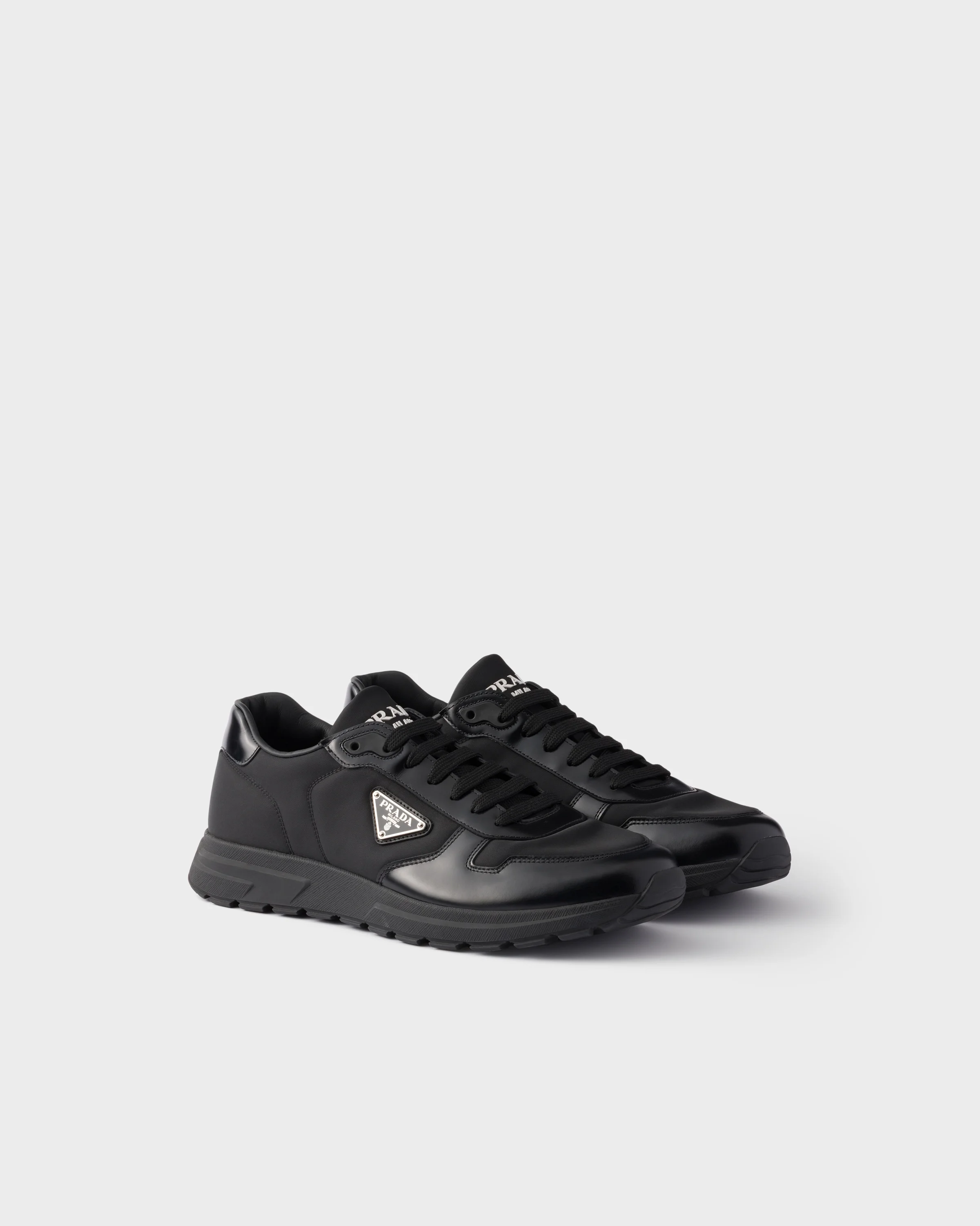 Prax 01 Re-Nylon and brushed leather sneakers - 1