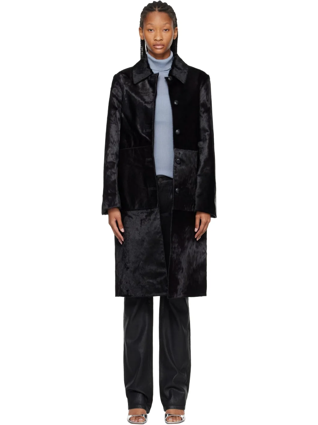 Black Pony Hair Coat - 1