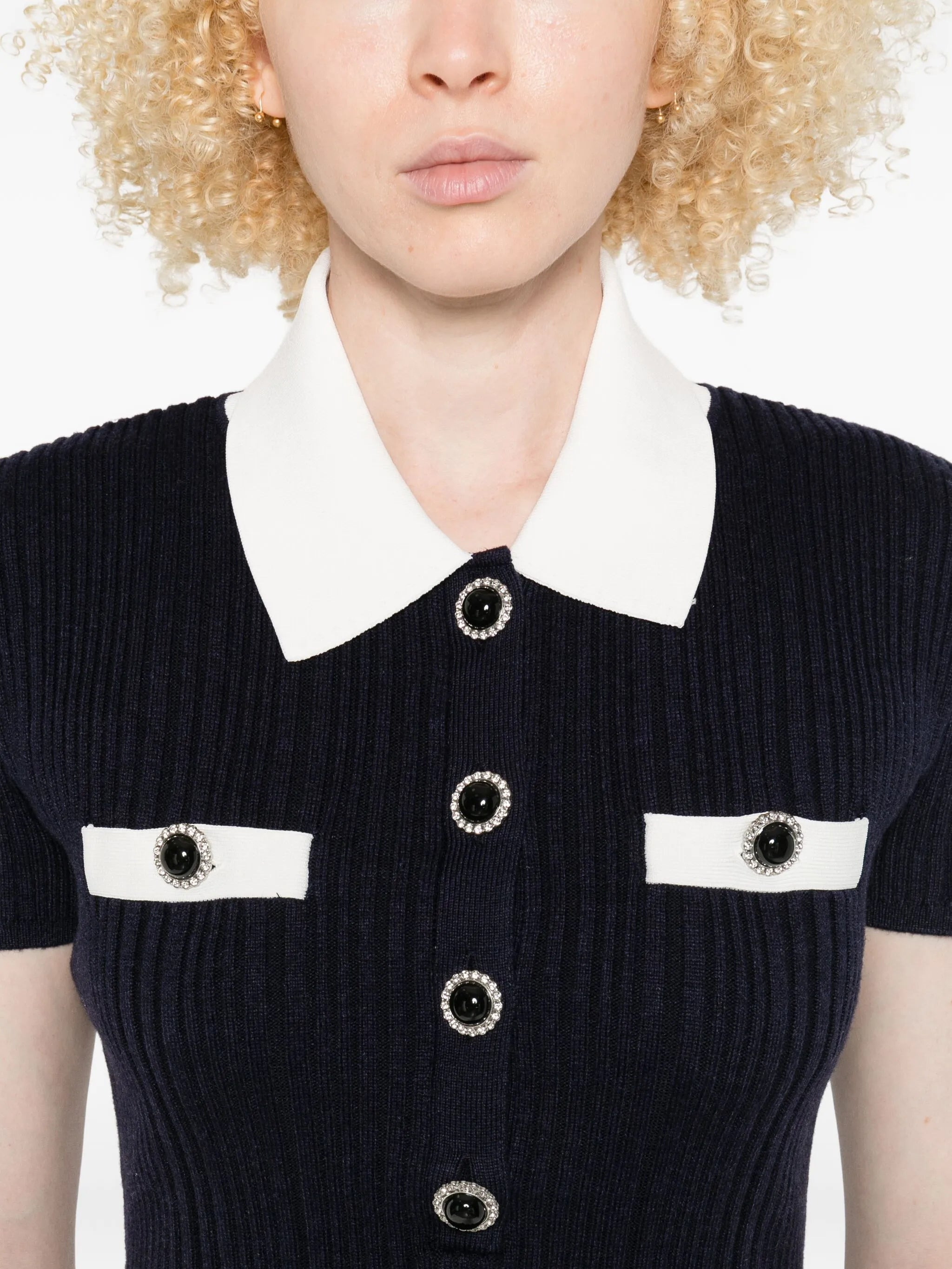 collared button-detail mini dress - 5