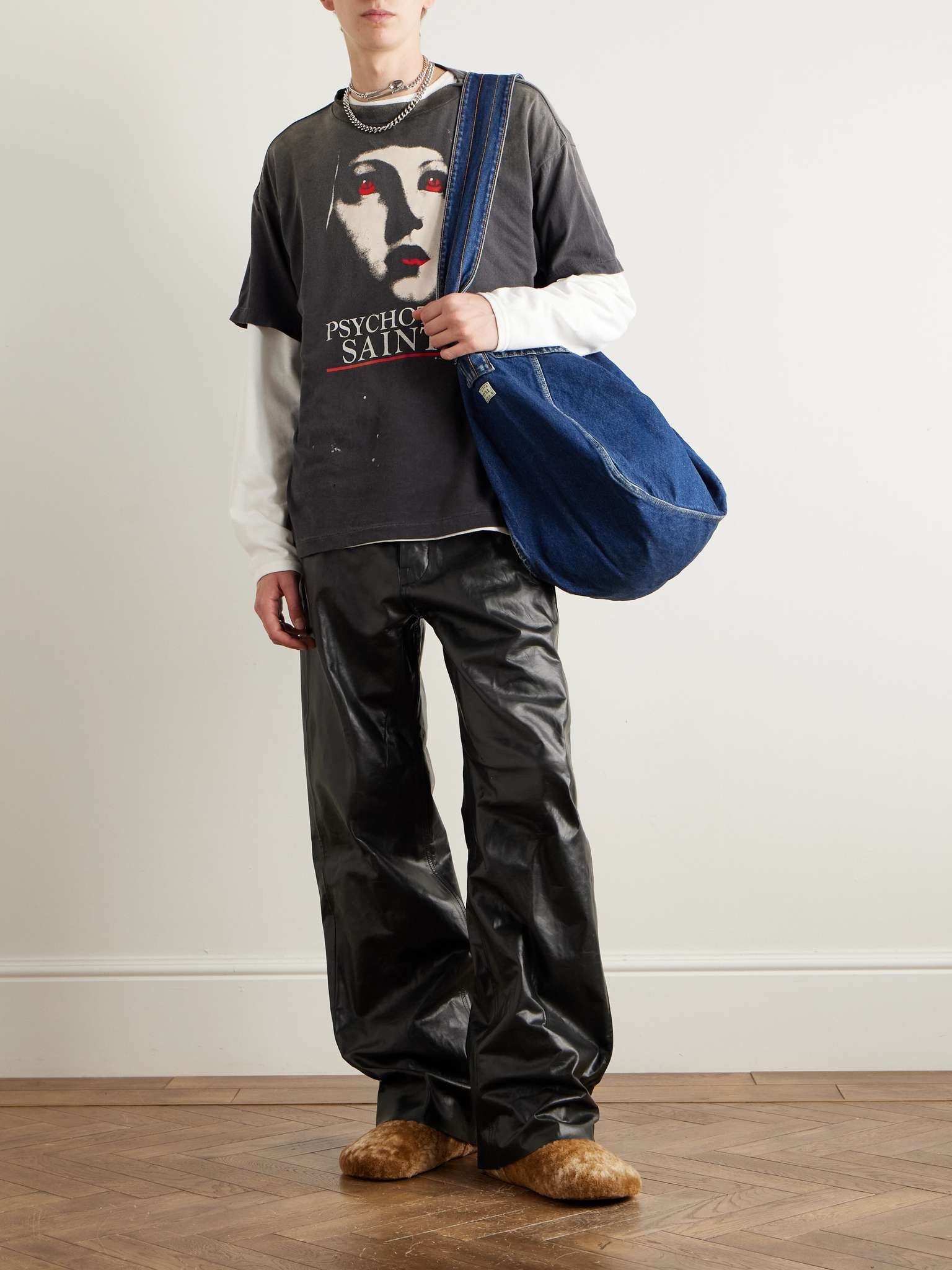 Psychotic Saint Distressed Printed Cotton-Jersey T-Shirt - 2