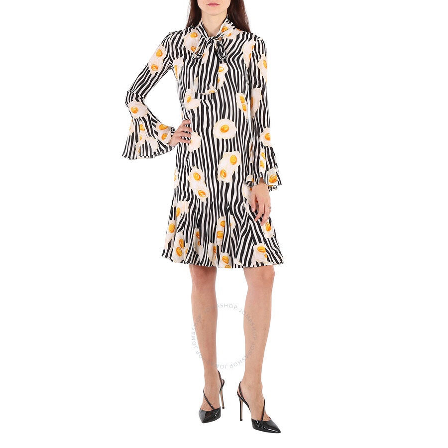Moschino Ladies Fantasy Print Black Egg Print Dress - 4