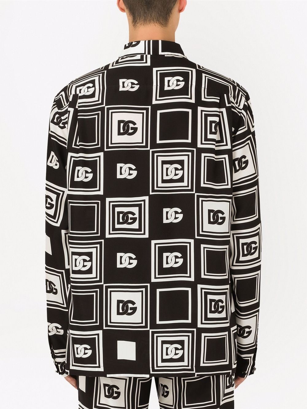 geometric-logo print silk shirt - 4