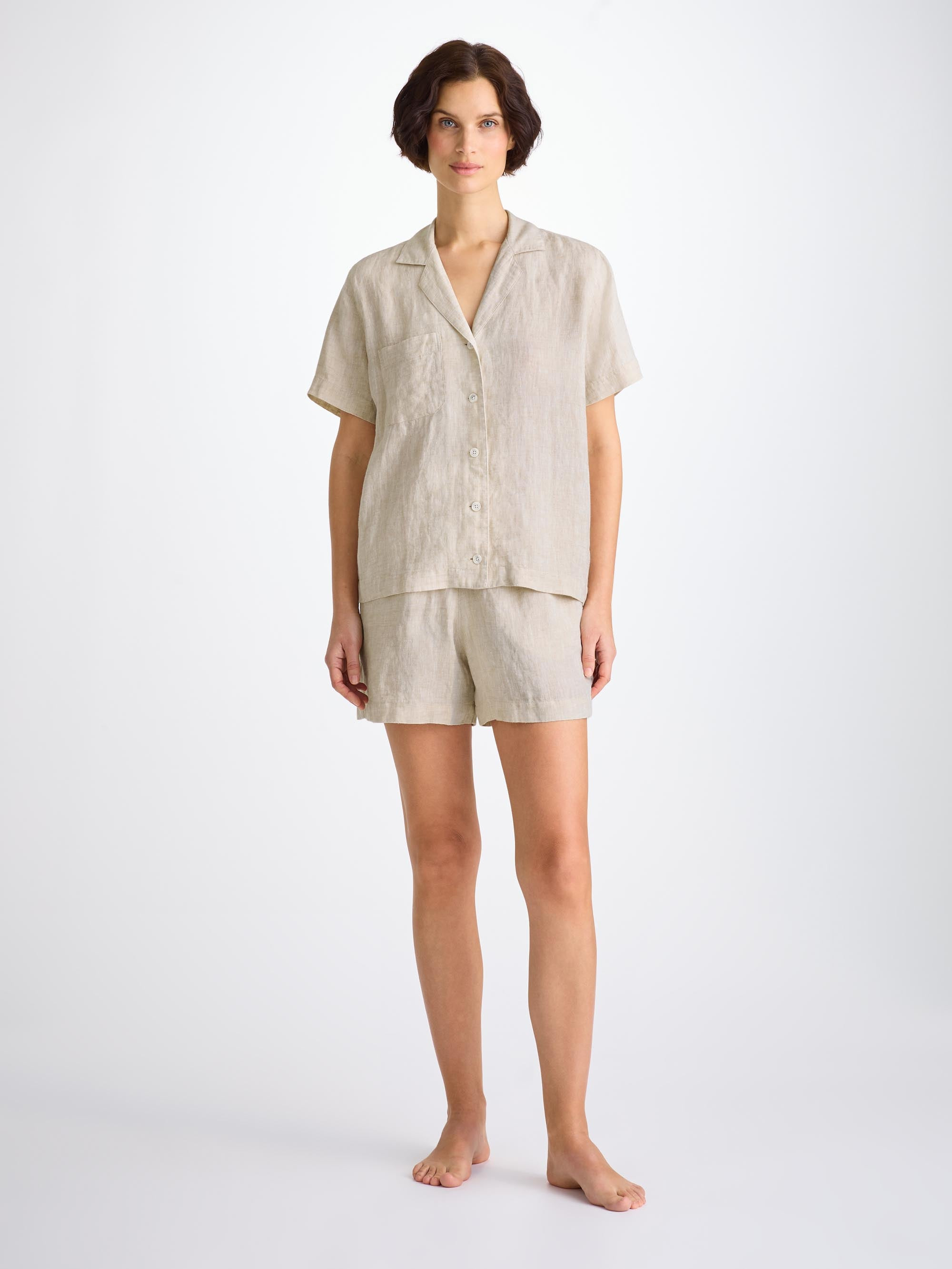Women's Short Pajamas Sicily Linen Sand - 3