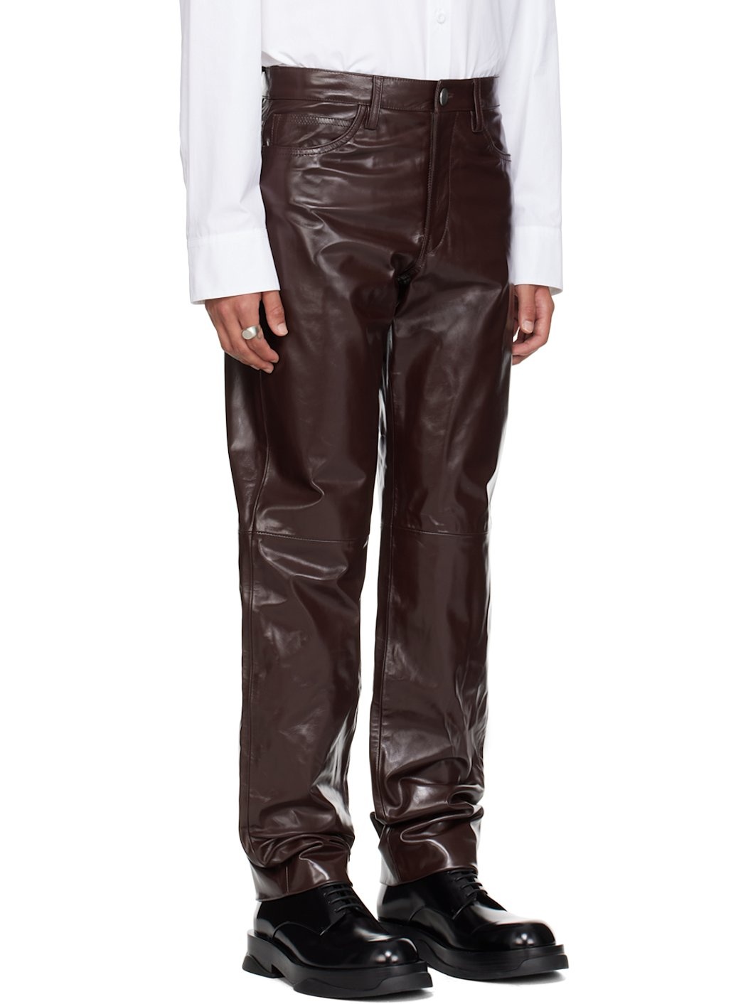 Burgundy Patent Leather Pants - 2