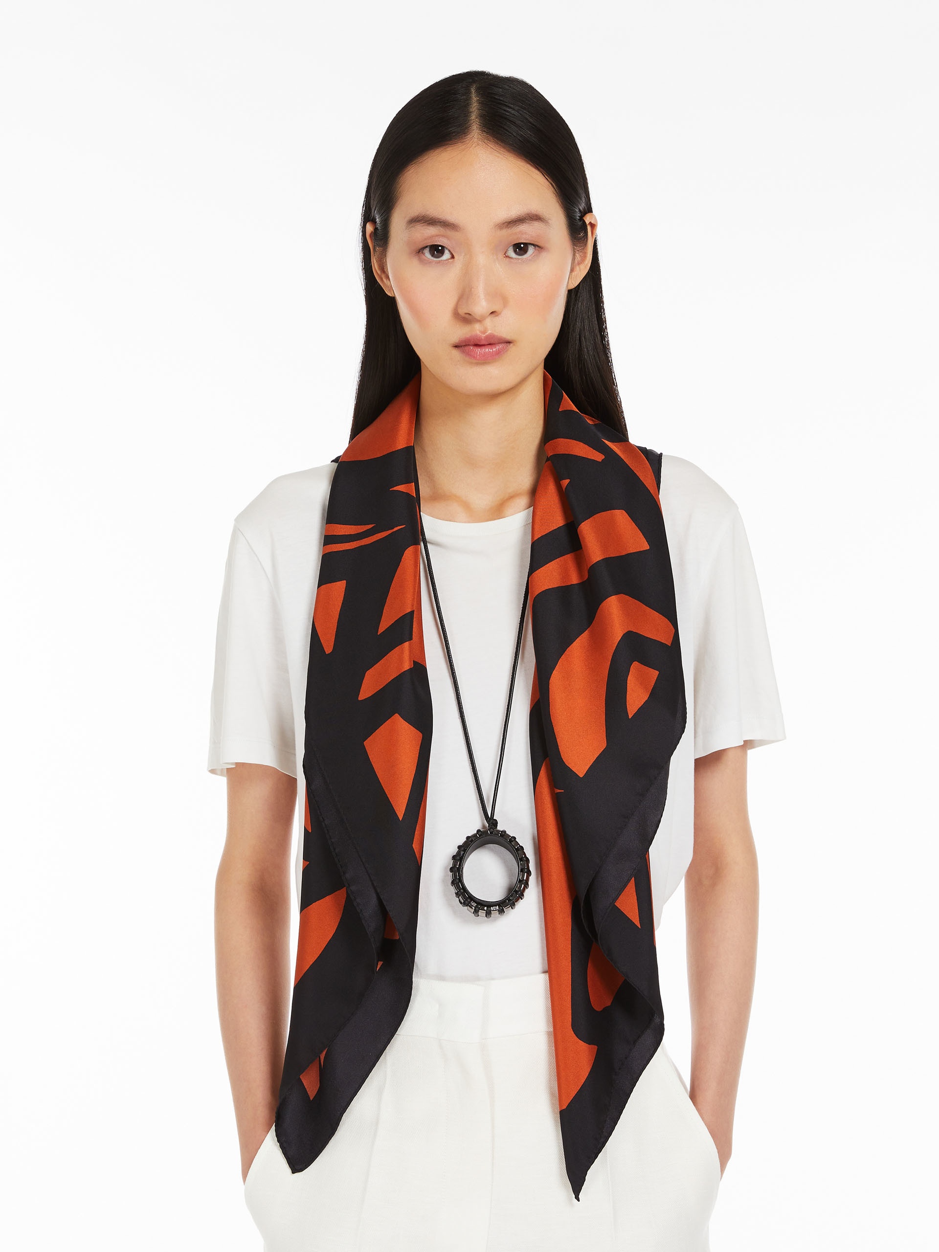 Printed silk scarf - 4