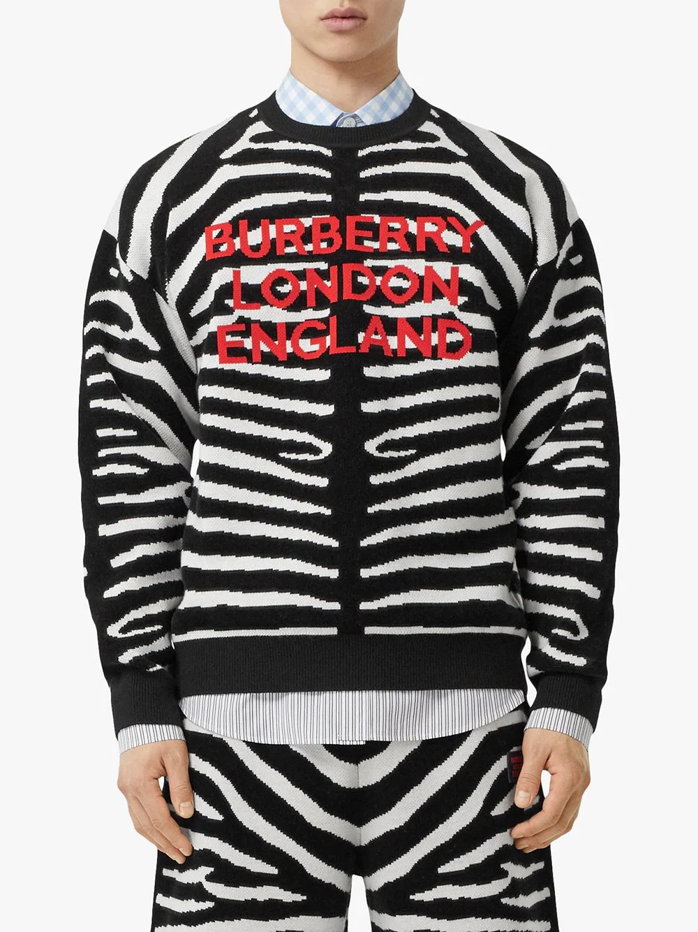 zebra and logo jacquard jumper - 3