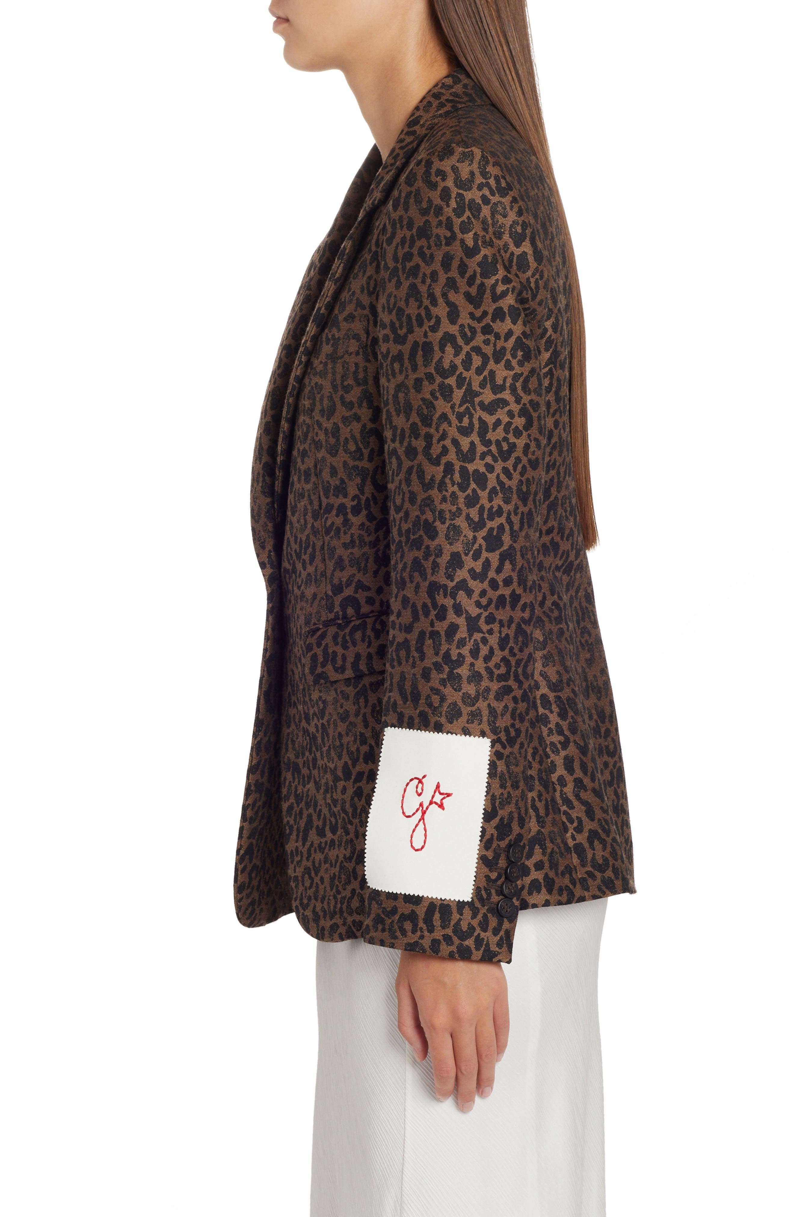 Golden Goose Dune Leopard Virgin Wool Blend Blazer in New Bison/Black at Nordstrom - 3