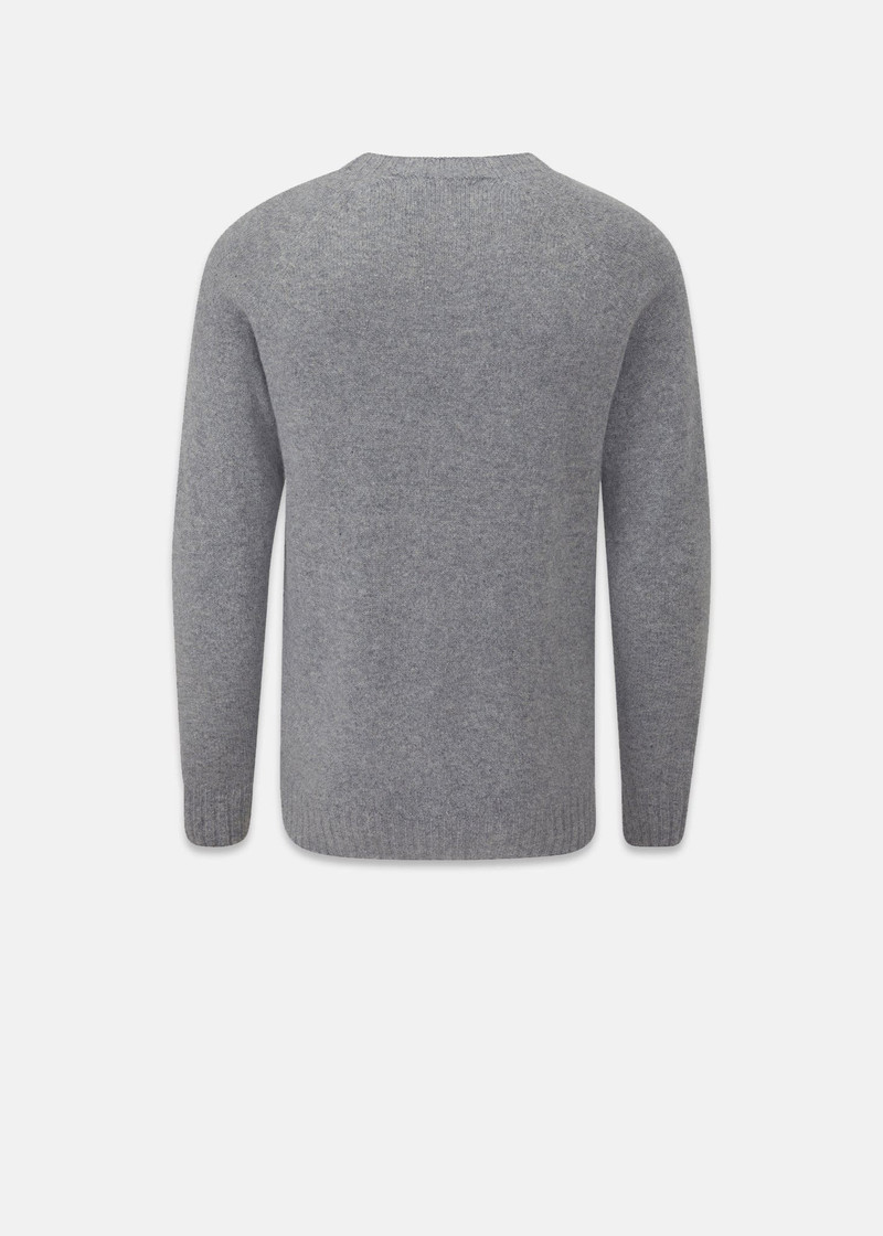 GLOVERALL Men's Henley Lambswool Jumper Grey outlook