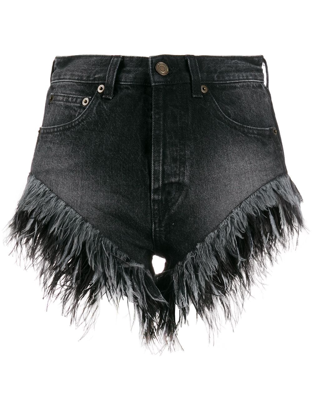 frayed denim shorts - 1