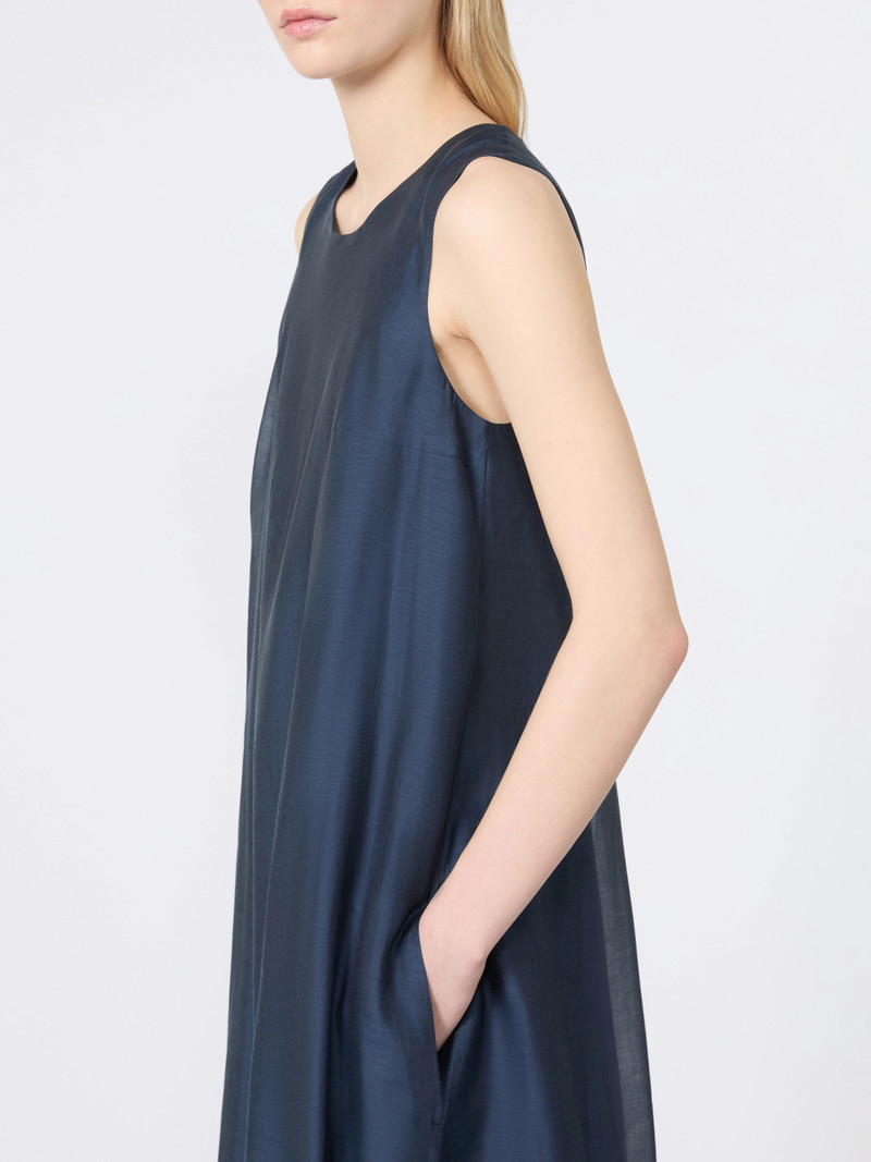 SAMIRA Cotton and silk voile flared dress - MIDNIGHTBLUE 5