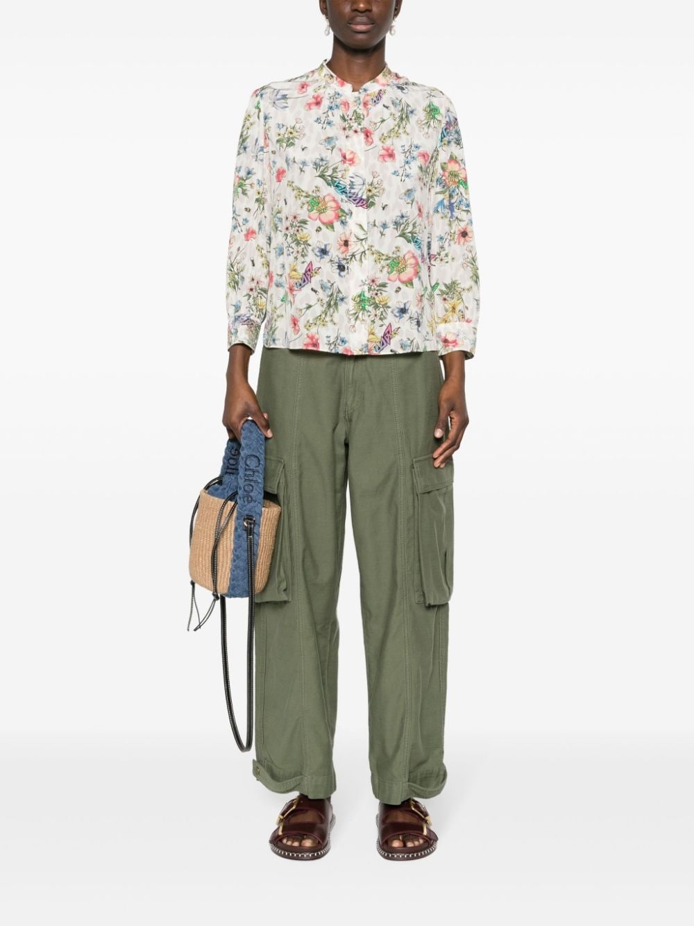 floral-print silk blouse - 2