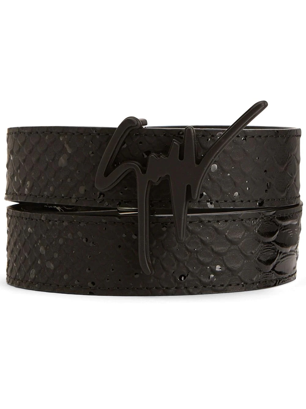 logo-plaque leather belt - 1