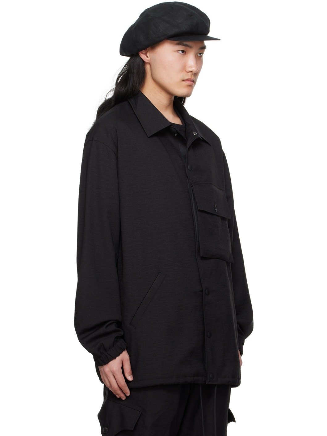 Black Flap Pocket Jacket - 2