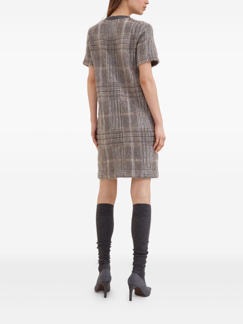 check-pattern sequin dress - 4