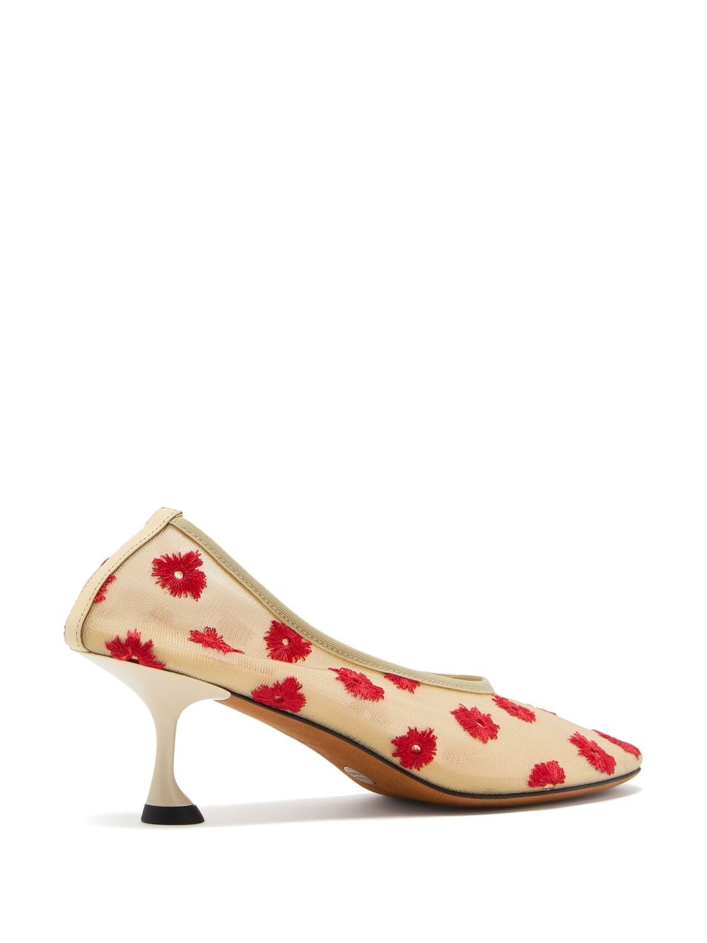 Tee floral-embroidered kitten pumps - 3
