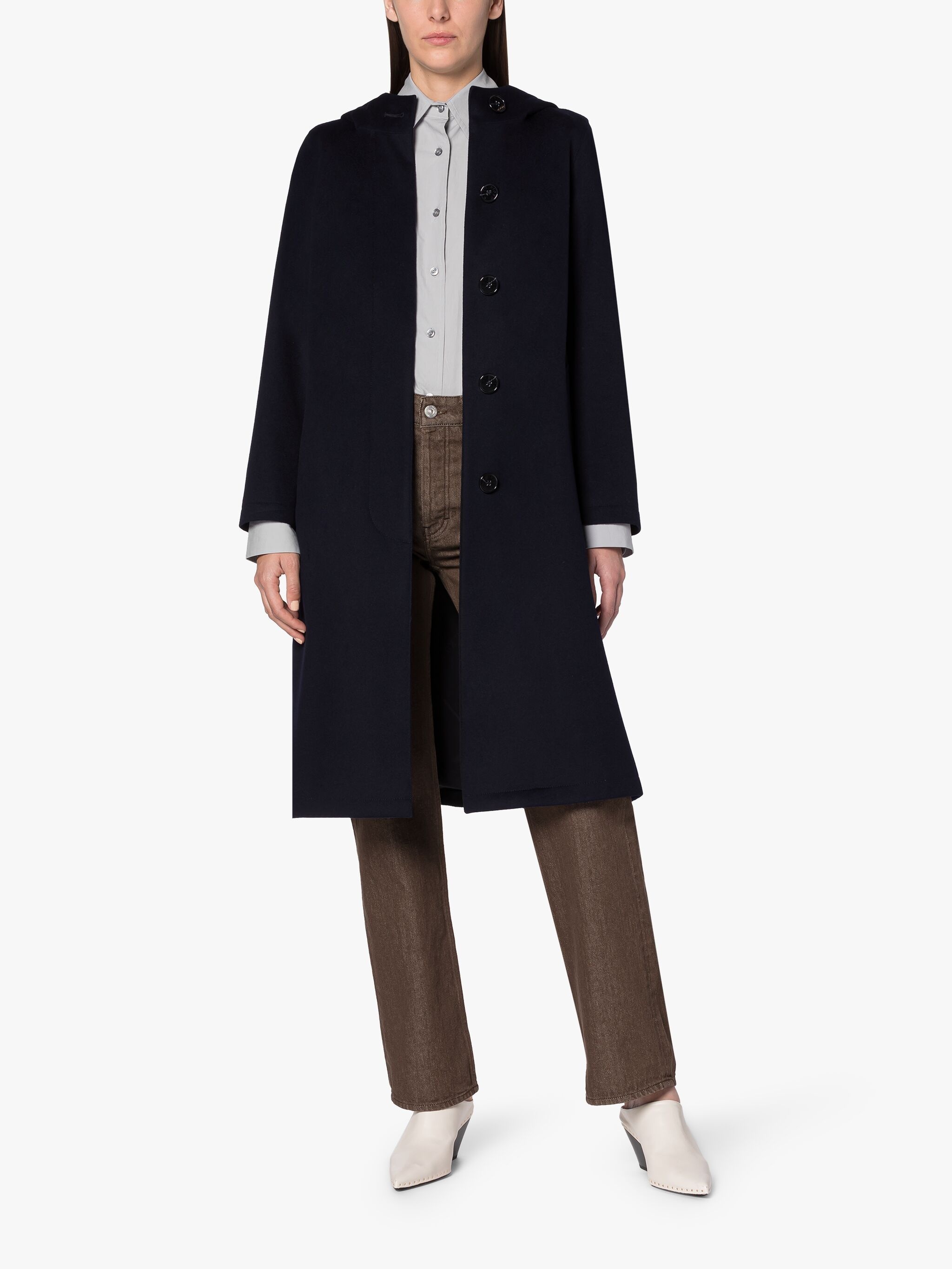 INNES NAVY STORM SYSTEM WOOL HOODED COAT - 2