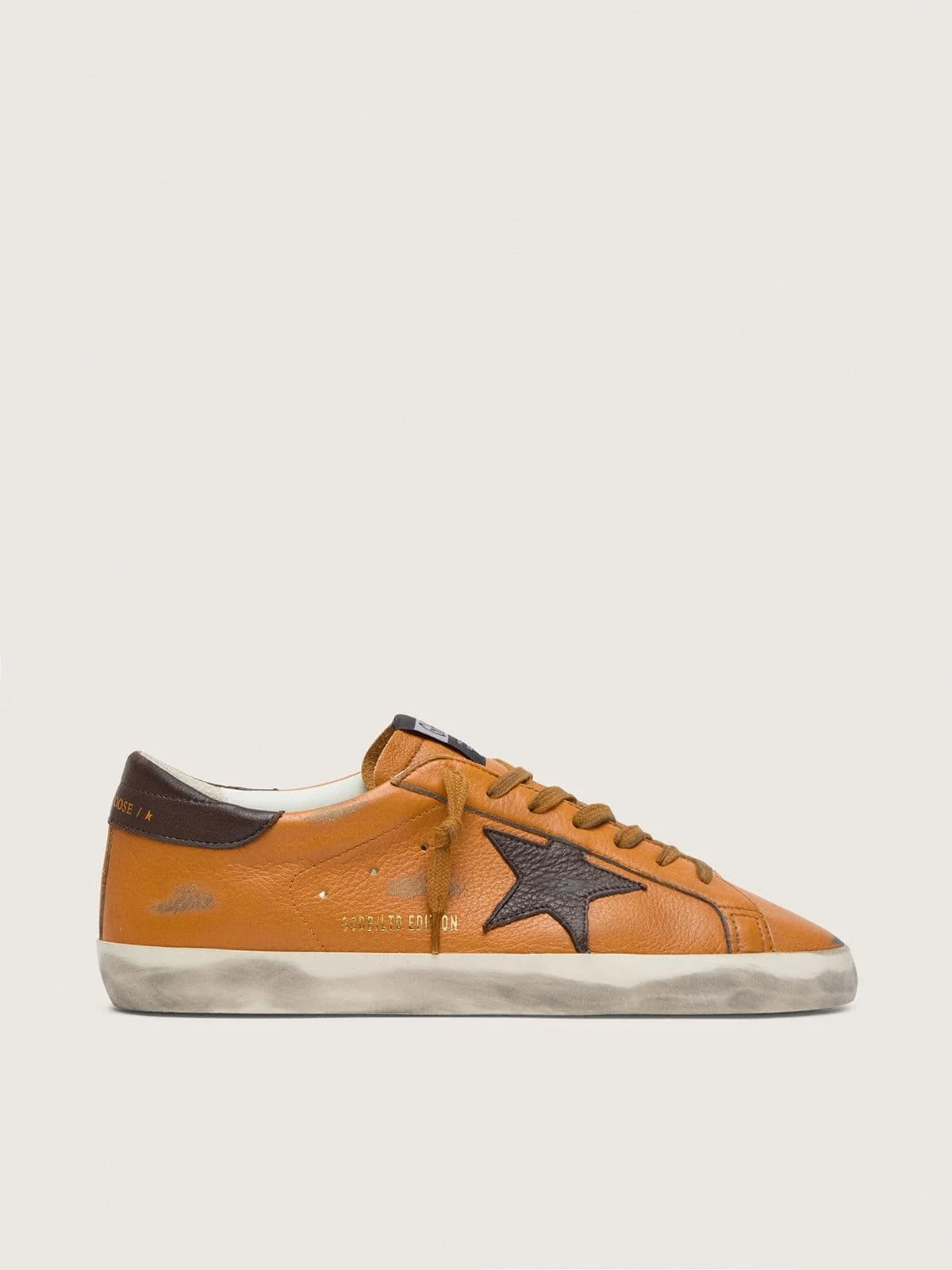 Men's Super-Star LTD in orange leather with brown star - 1